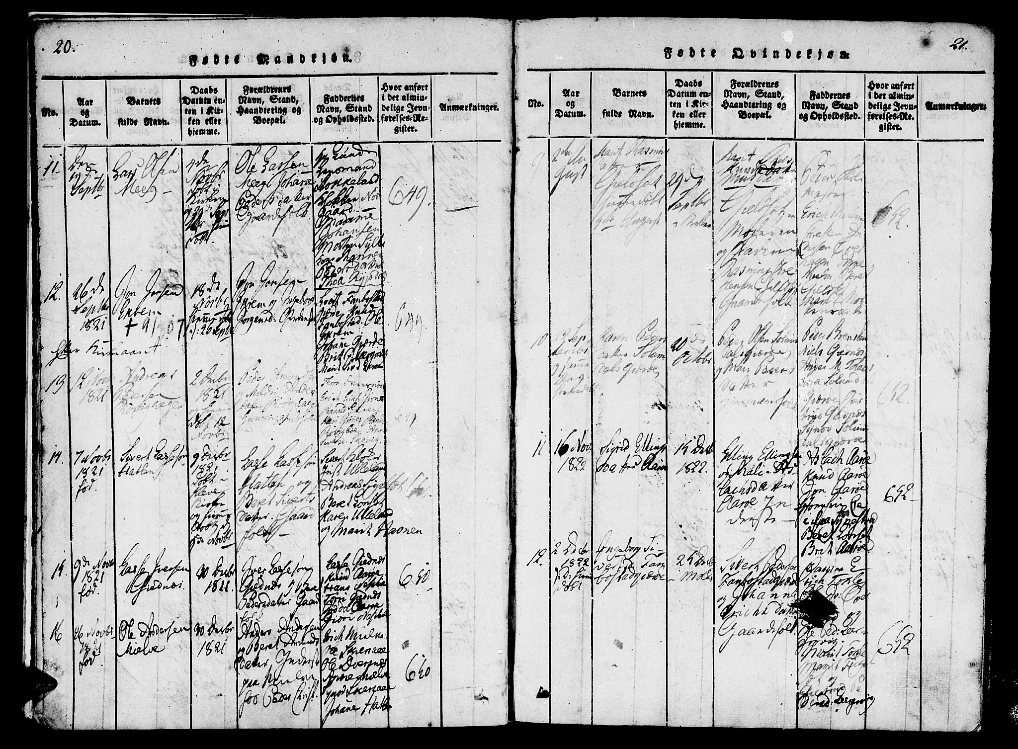 Ministerialprotokoller, klokkerbøker og fødselsregistre - Møre og Romsdal, AV/SAT-A-1454/555/L0652: Parish register (official) no. 555A03, 1817-1843, p. 20-21