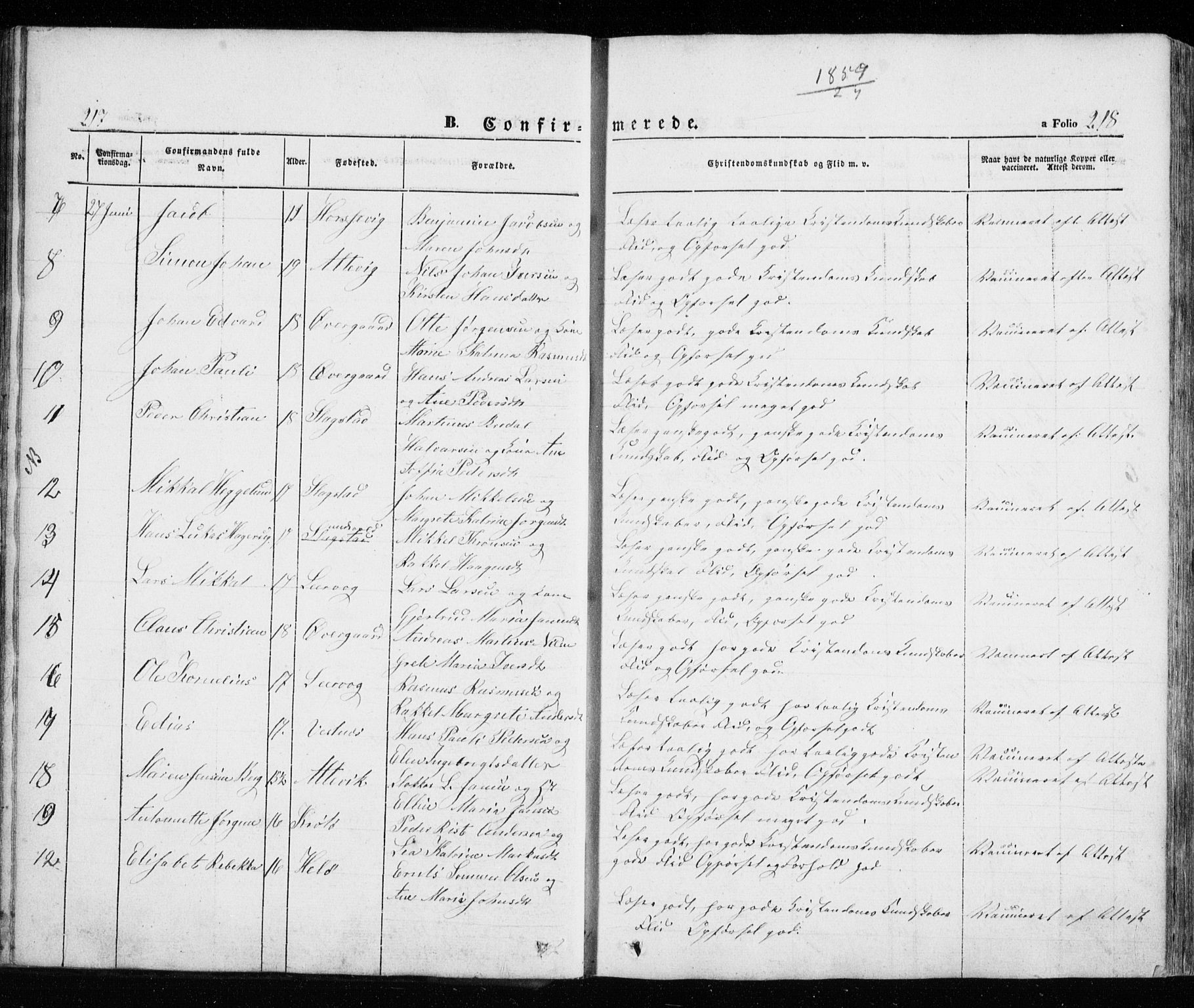Trondenes sokneprestkontor, SATØ/S-1319/H/Ha/L0010kirke: Parish register (official) no. 10, 1840-1865, p. 217-218