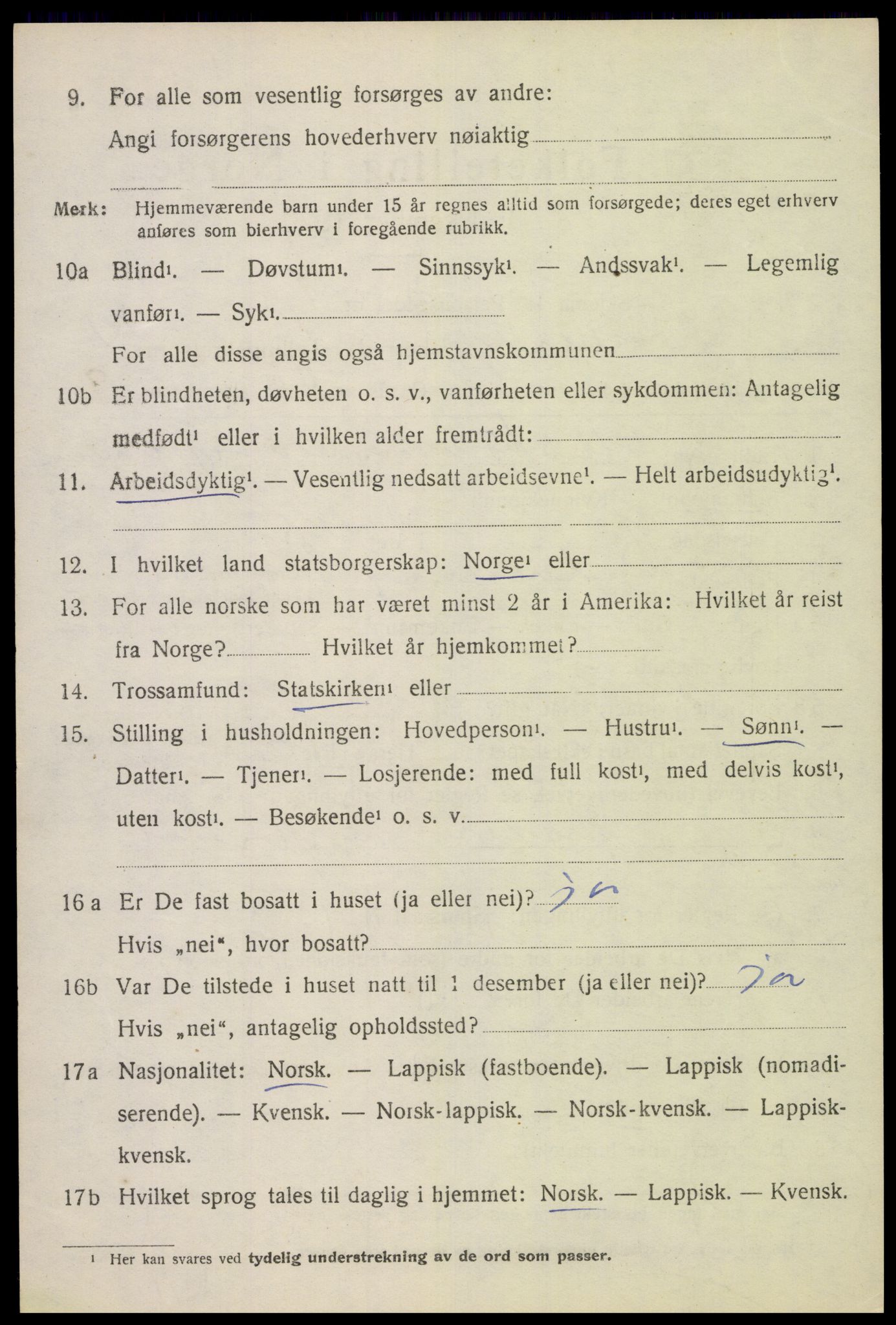 SAT, 1920 census for Dverberg, 1920, p. 5849