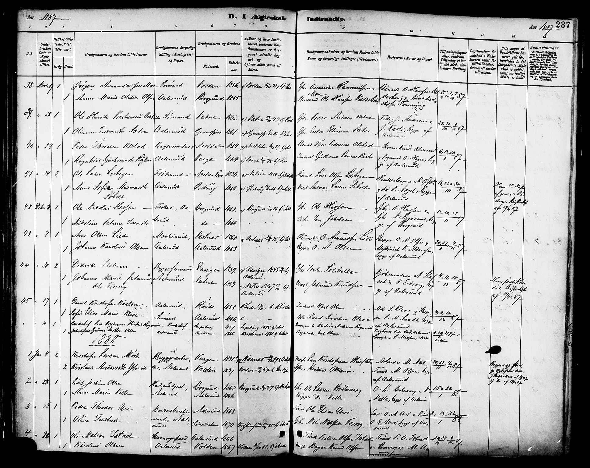 Ministerialprotokoller, klokkerbøker og fødselsregistre - Møre og Romsdal, SAT/A-1454/529/L0455: Parish register (official) no. 529A05, 1885-1893, p. 237