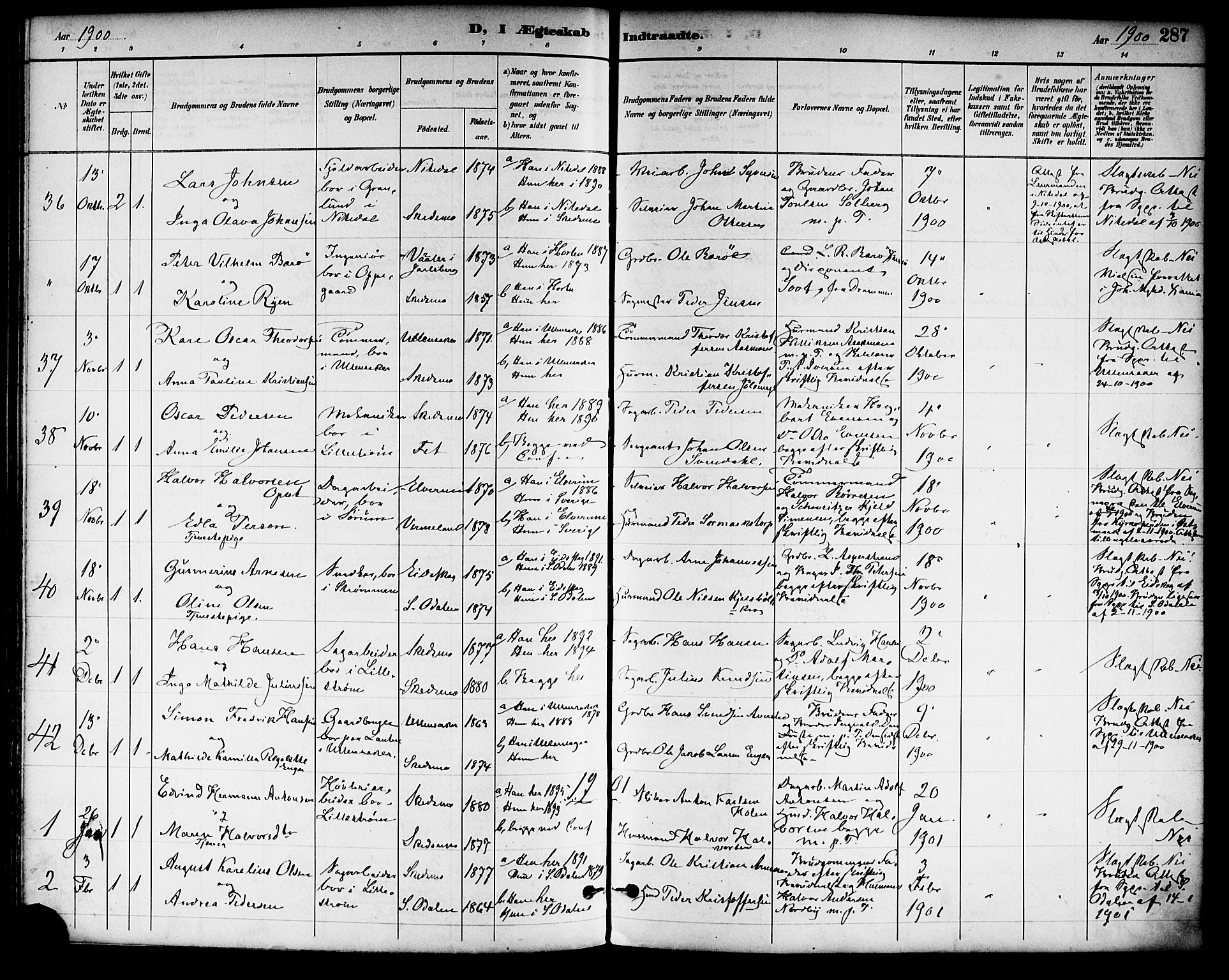 Skedsmo prestekontor Kirkebøker, SAO/A-10033a/F/Fa/L0014: Parish register (official) no. I 14, 1892-1901, p. 287