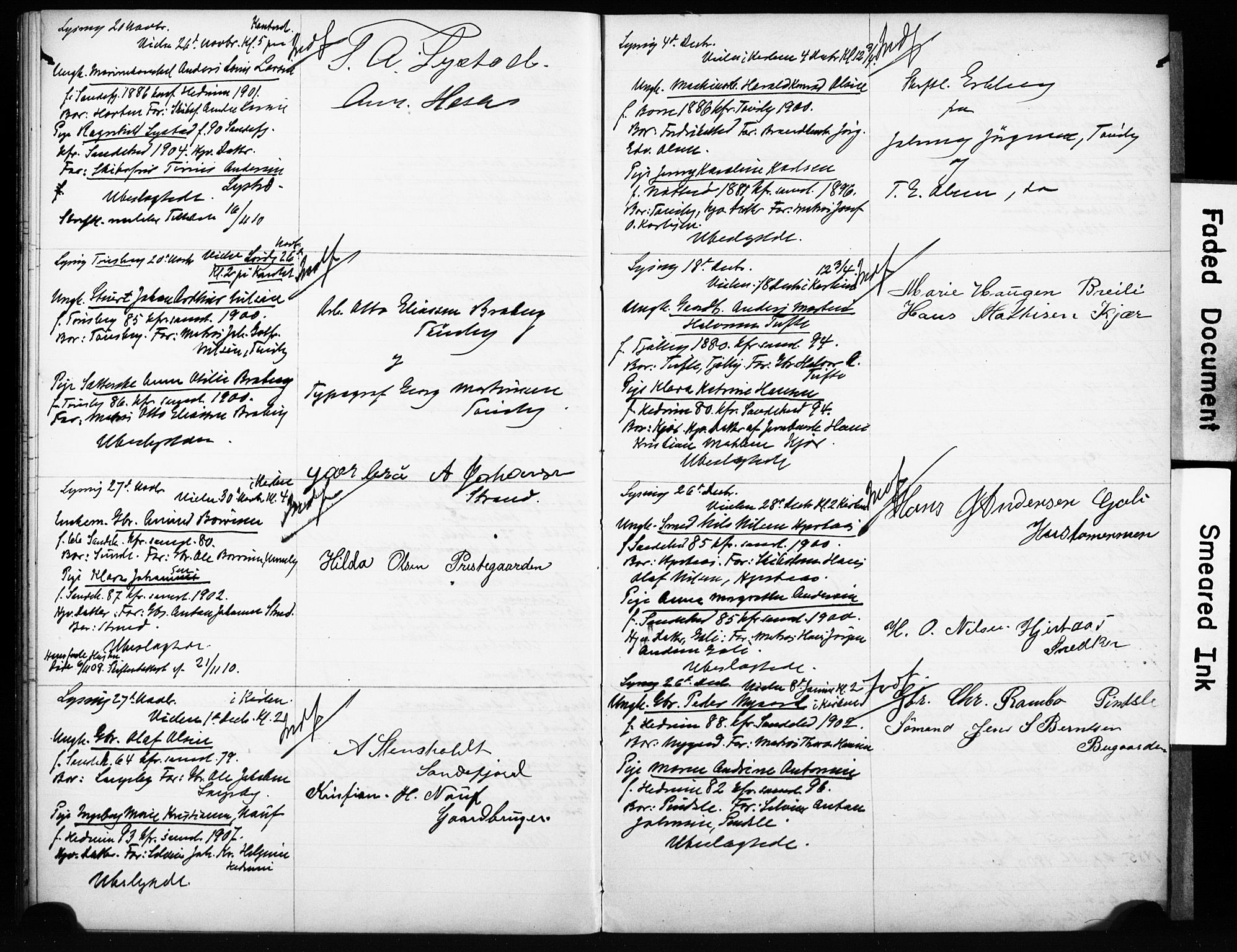 Sandar kirkebøker, AV/SAKO-A-243/H/Ha/L0003: Banns register no. 3, 1905-1911