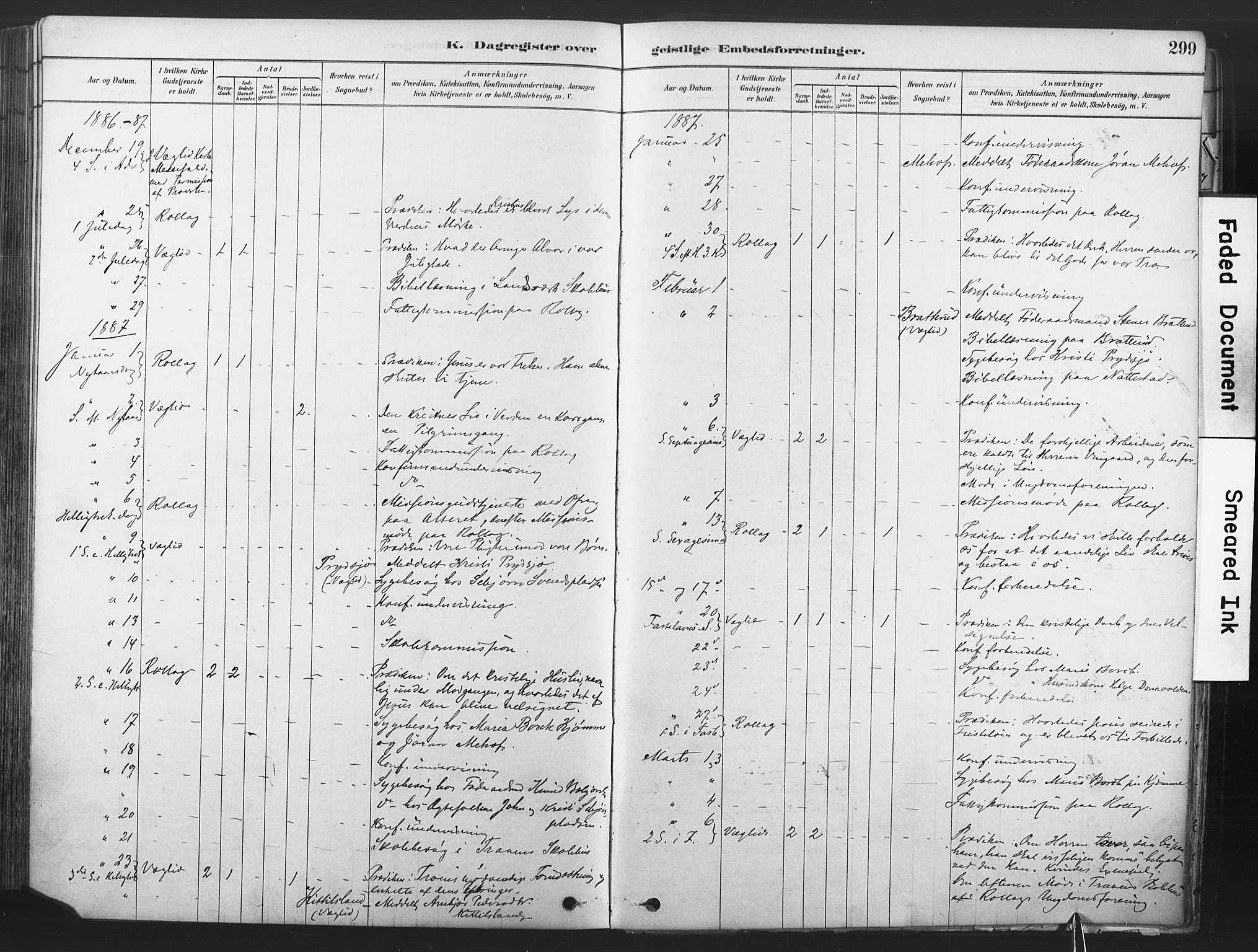 Rollag kirkebøker, AV/SAKO-A-240/F/Fa/L0011: Parish register (official) no. I 11, 1878-1902, p. 299