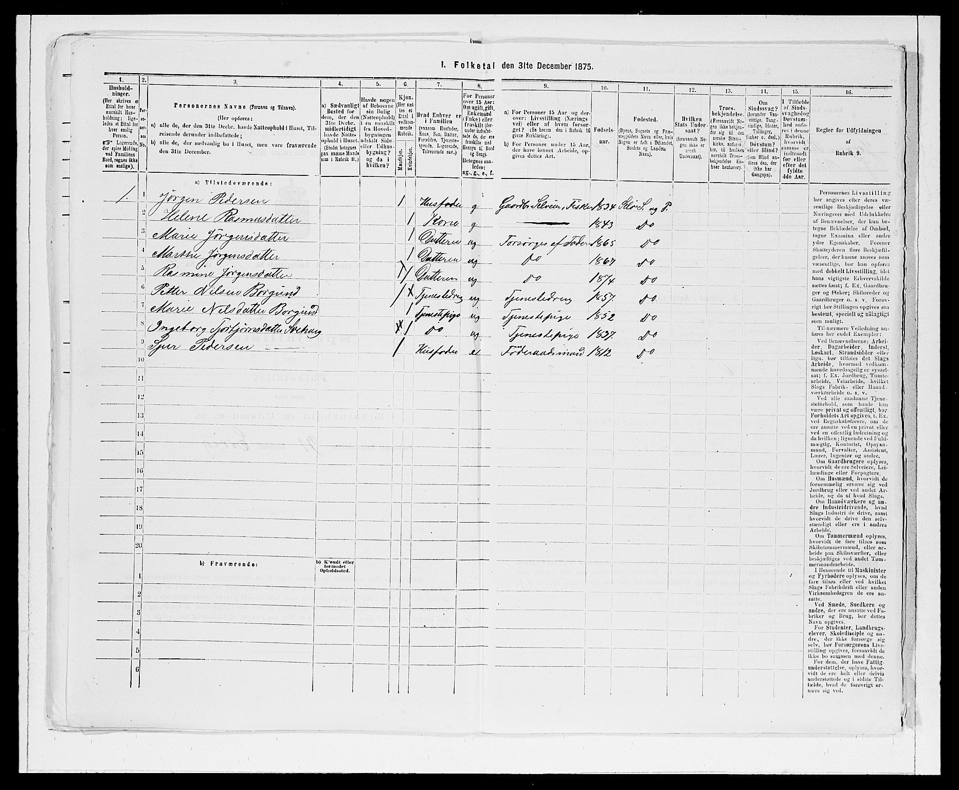 SAB, 1875 Census for 1441P Selje, 1875, p. 1473