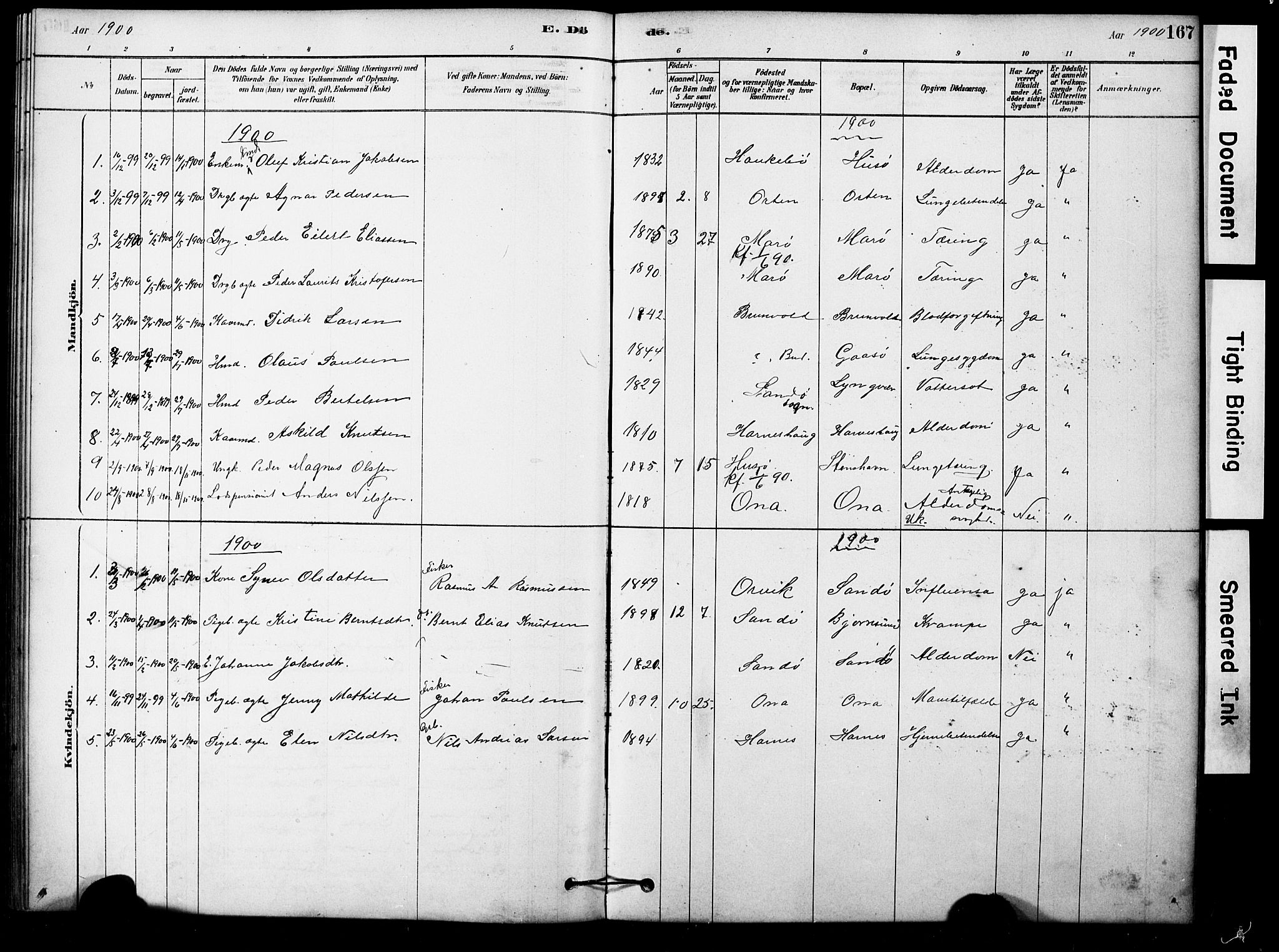 Ministerialprotokoller, klokkerbøker og fødselsregistre - Møre og Romsdal, AV/SAT-A-1454/561/L0729: Parish register (official) no. 561A03, 1878-1900, p. 167