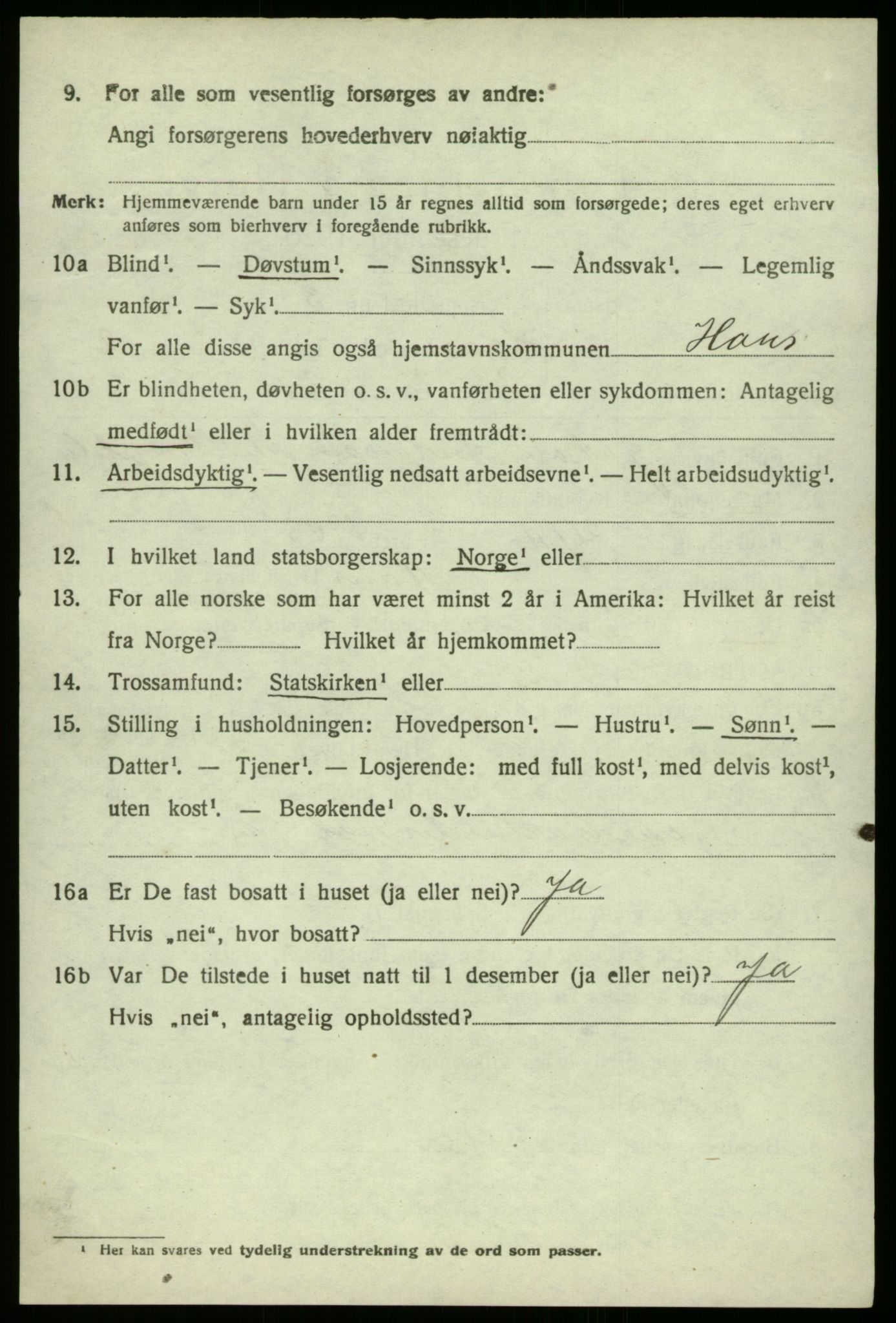 SAB, 1920 census for Haus, 1920, p. 2044