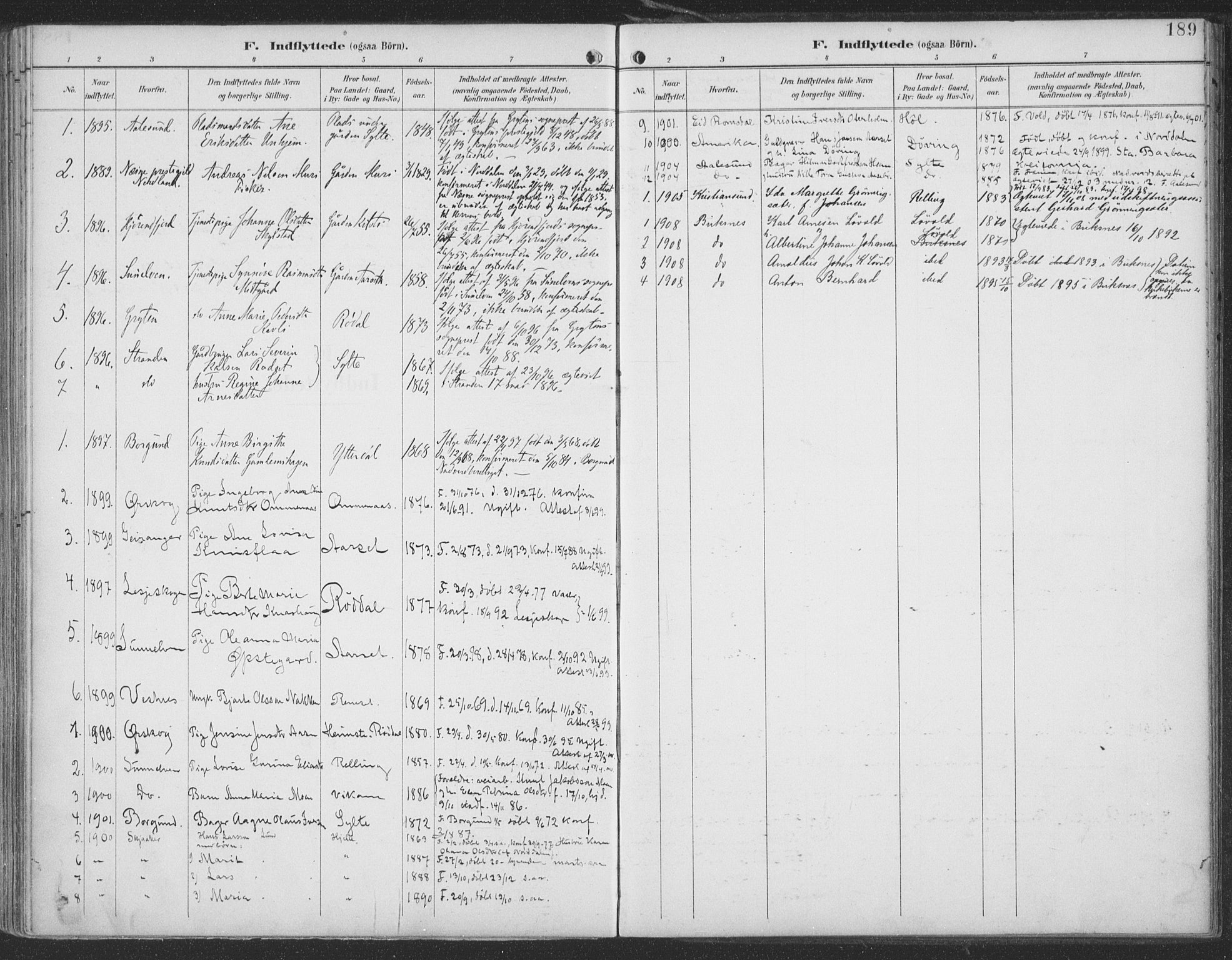 Ministerialprotokoller, klokkerbøker og fødselsregistre - Møre og Romsdal, SAT/A-1454/519/L0256: Parish register (official) no. 519A15, 1895-1912, p. 189