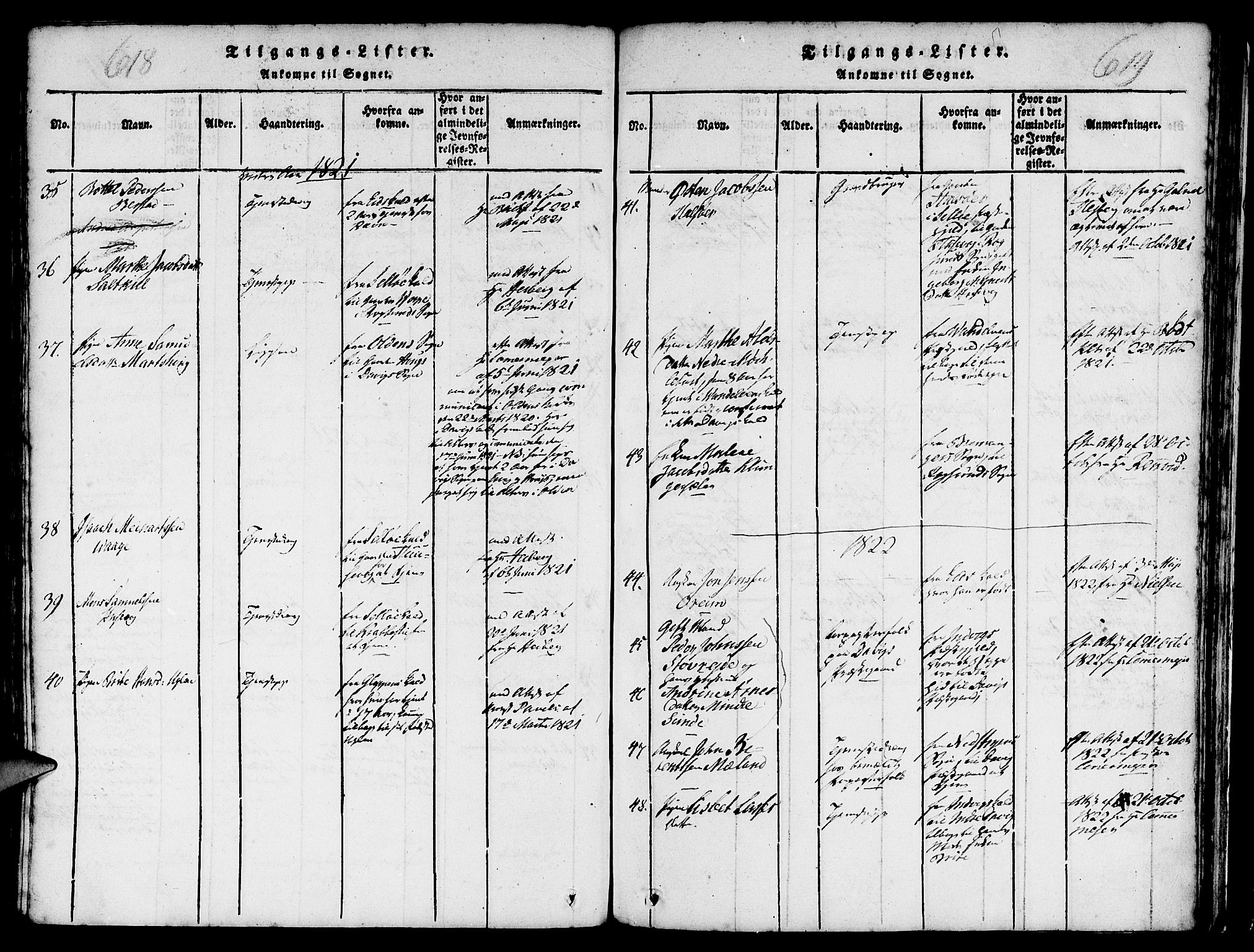 Davik sokneprestembete, SAB/A-79701/H/Haa/Haaa/L0003: Parish register (official) no. A 3, 1816-1830, p. 618-619