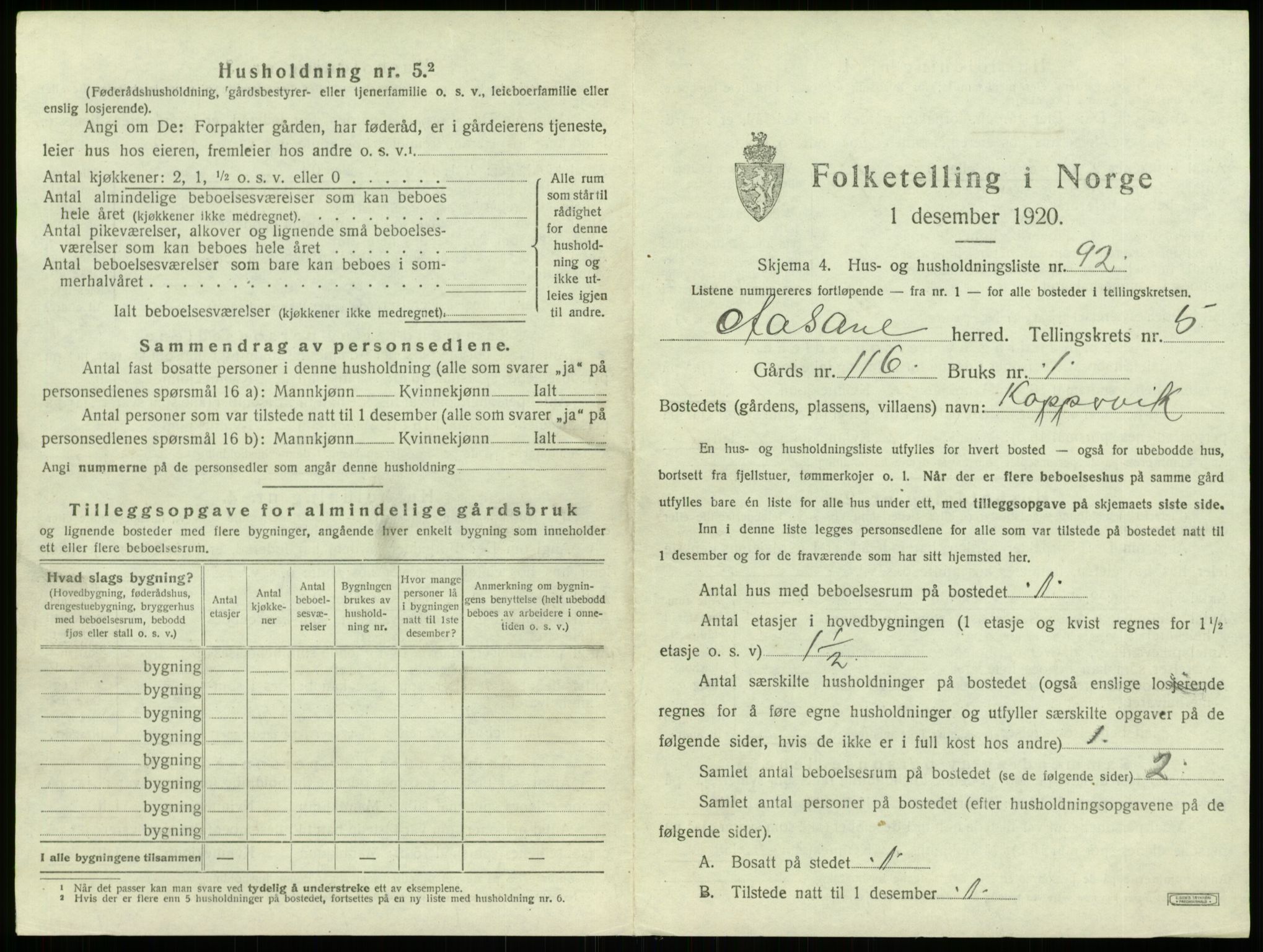 SAB, 1920 census for Åsane, 1920, p. 505