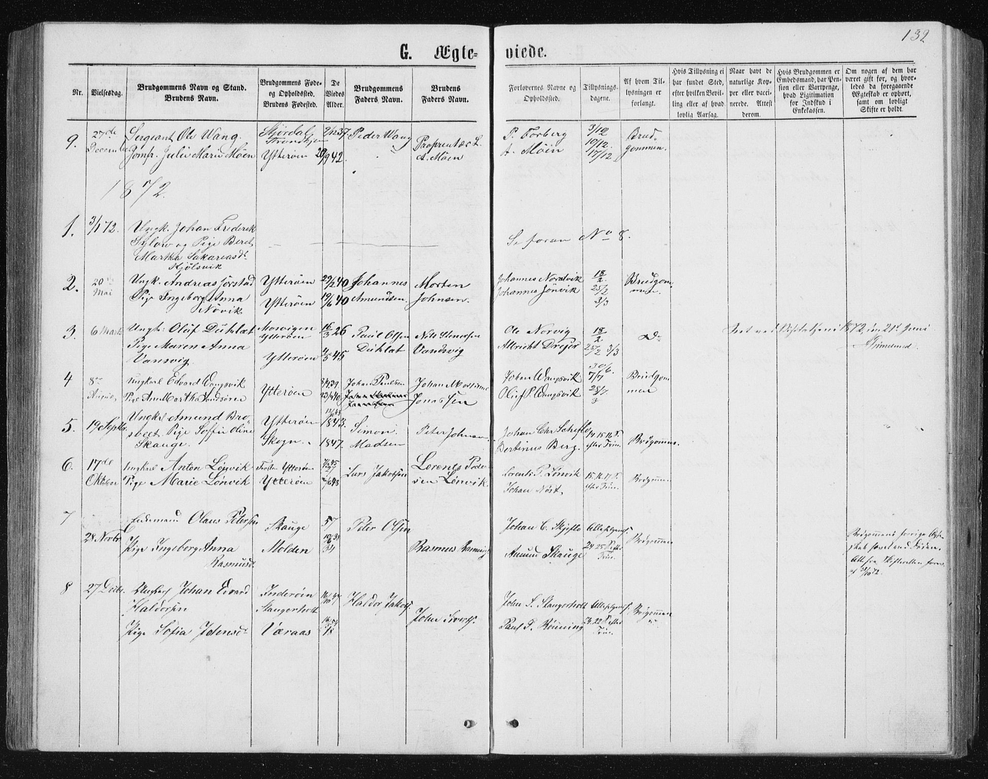 Ministerialprotokoller, klokkerbøker og fødselsregistre - Nord-Trøndelag, SAT/A-1458/722/L0219: Parish register (official) no. 722A06, 1868-1880, p. 132