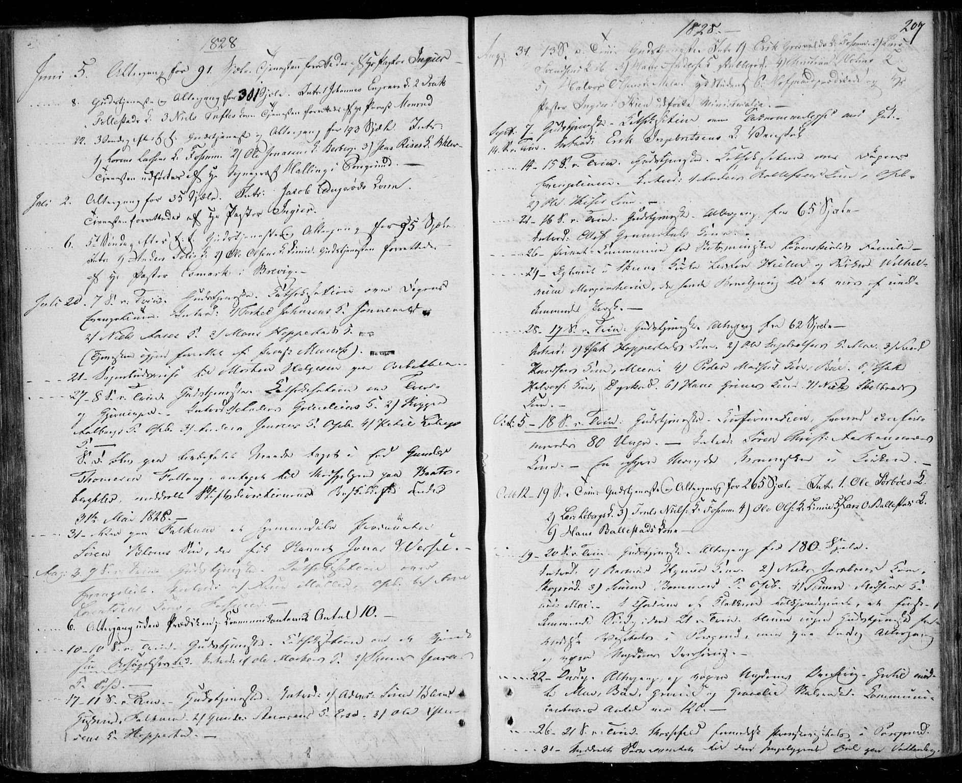 Gjerpen kirkebøker, AV/SAKO-A-265/F/Fa/L0005: Parish register (official) no. I 5, 1823-1829, p. 207