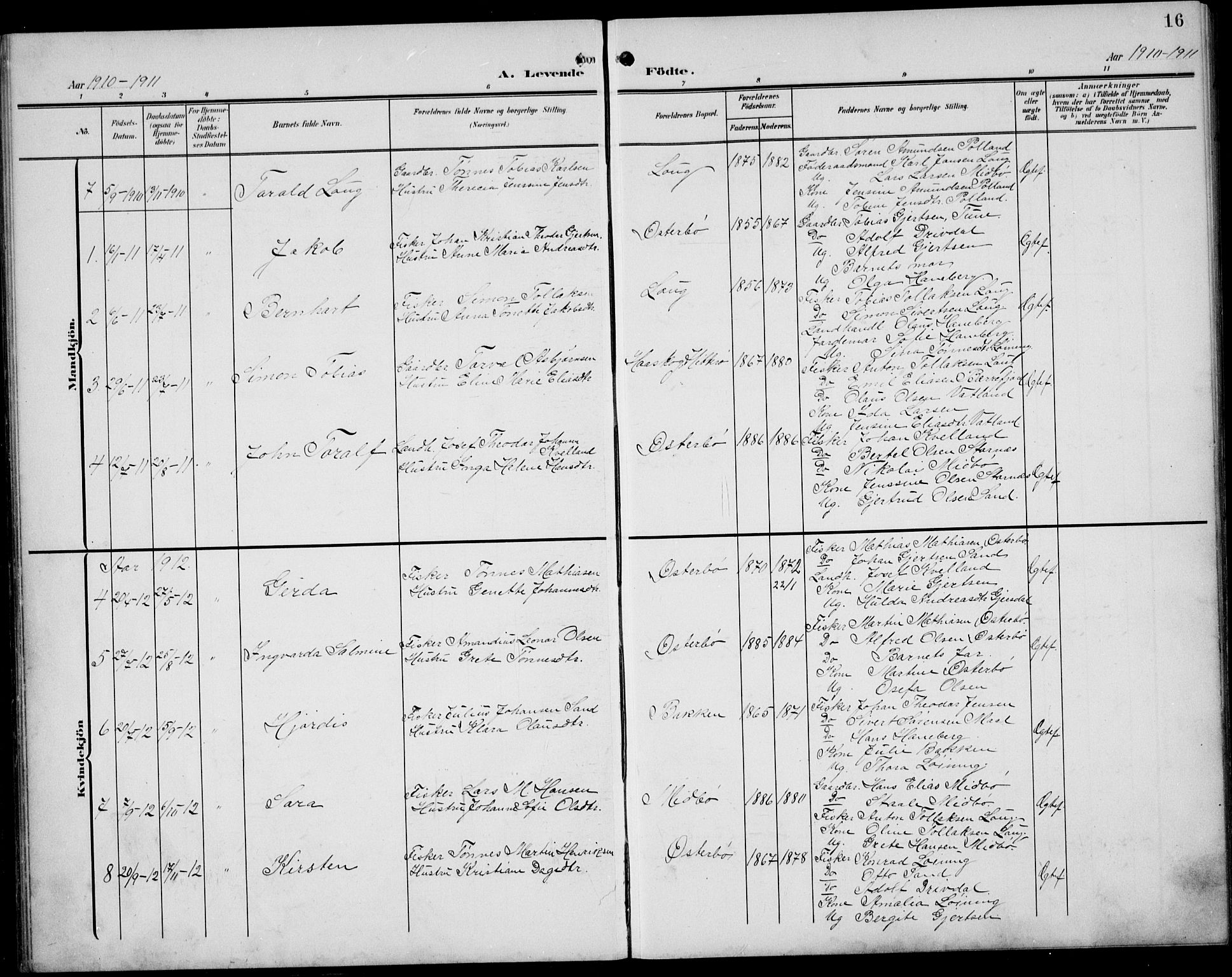 Sokndal sokneprestkontor, AV/SAST-A-101808: Parish register (copy) no. B 7, 1904-1935, p. 16