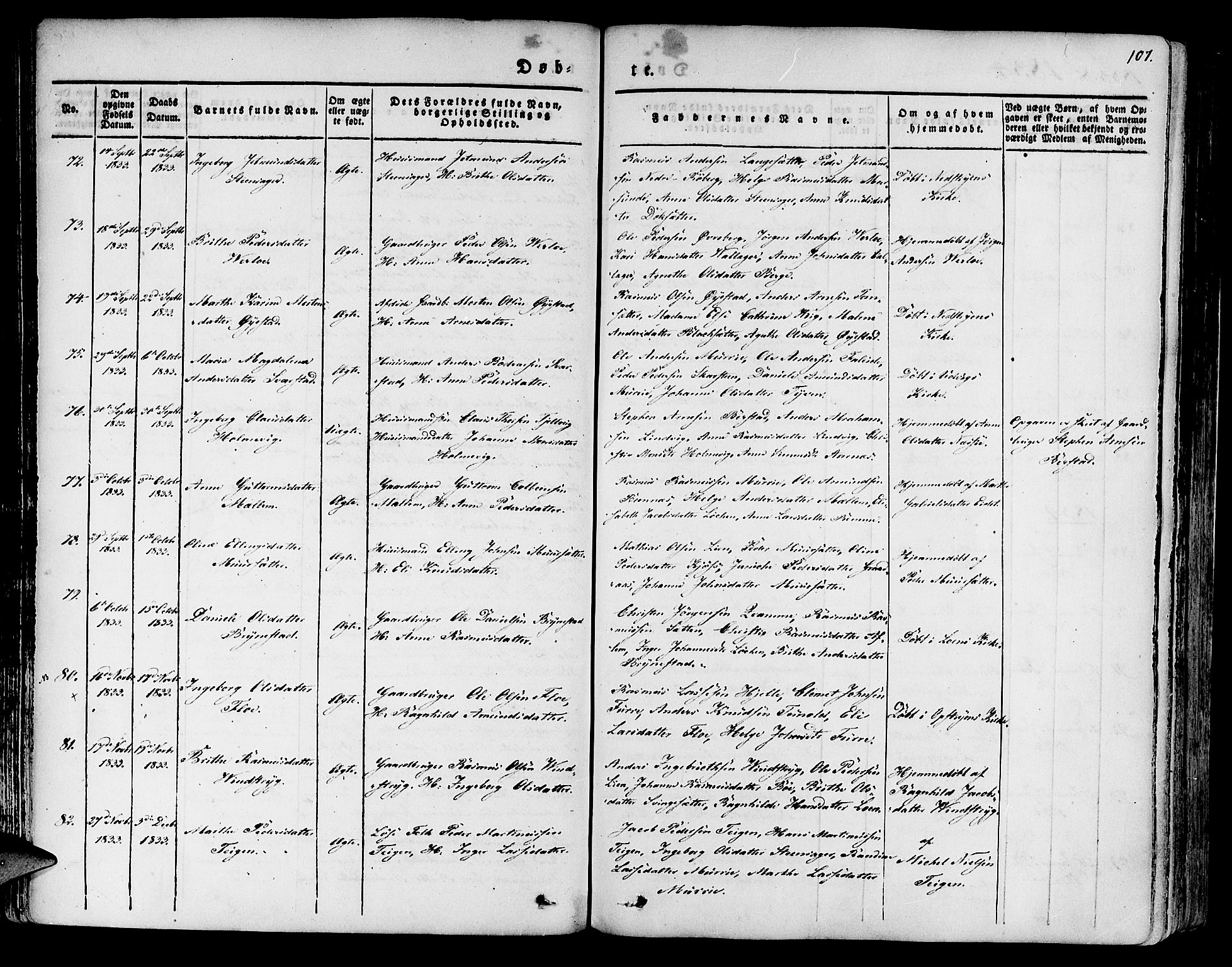 Innvik sokneprestembete, SAB/A-80501: Parish register (official) no. A 4I, 1831-1846, p. 107