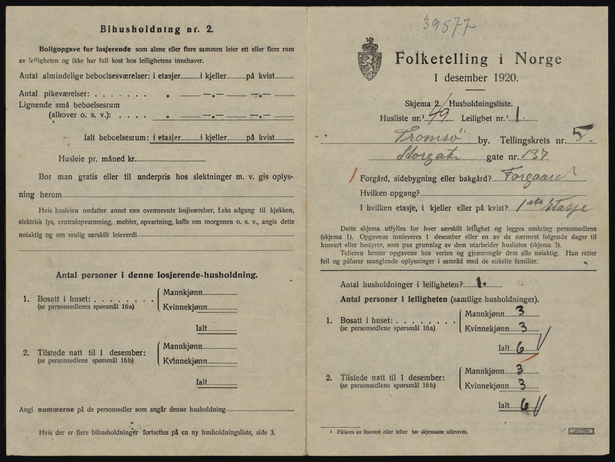 SATØ, 1920 census for Tromsø, 1920, p. 3921