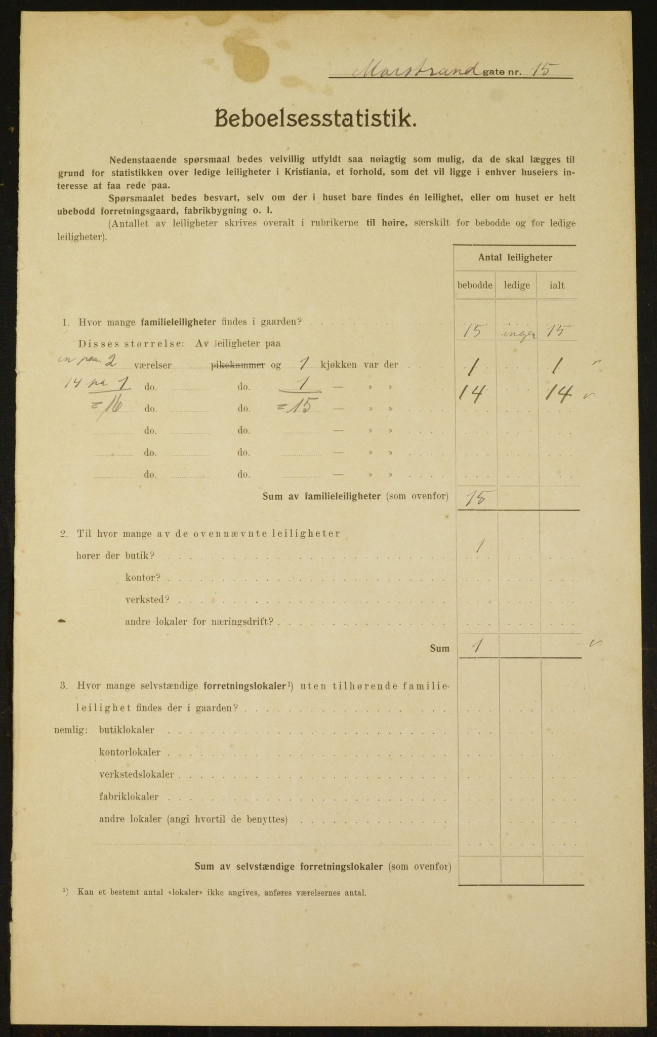 OBA, Municipal Census 1910 for Kristiania, 1910, p. 62629