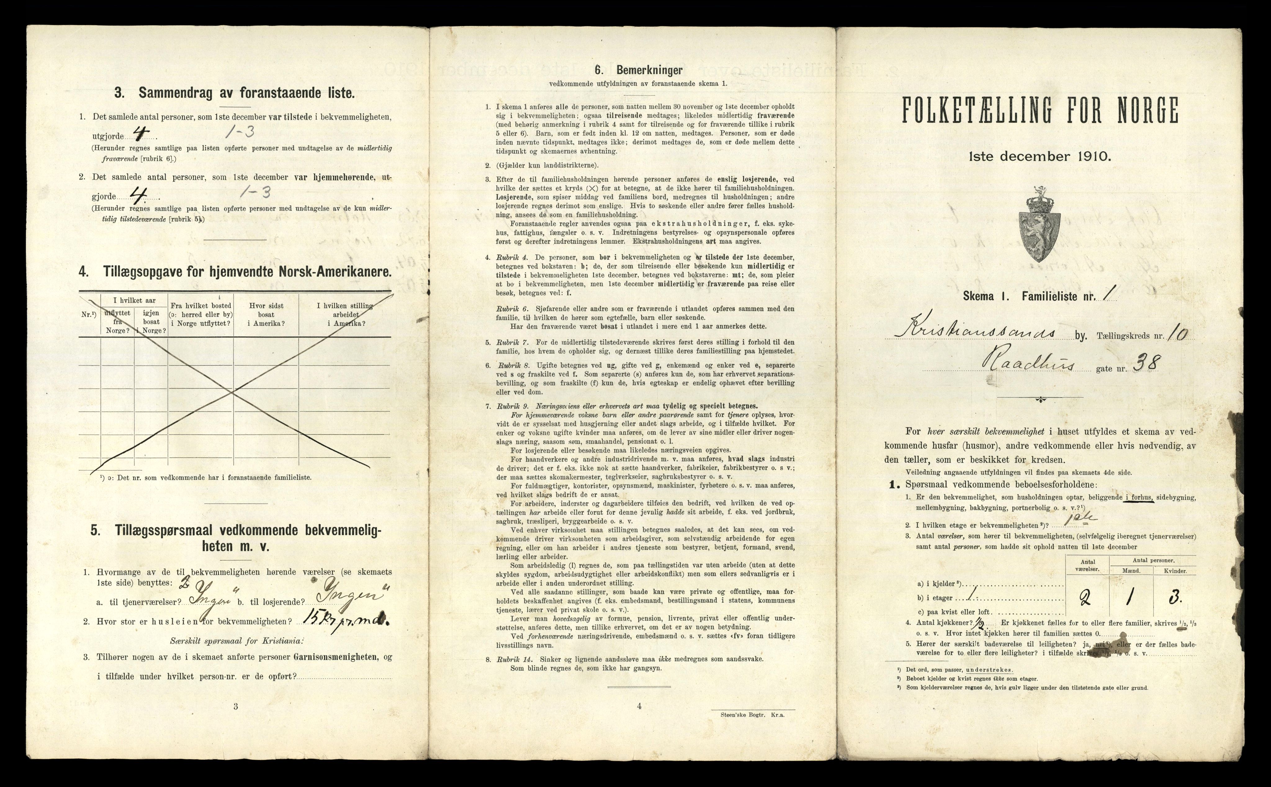 RA, 1910 census for Kristiansand, 1910, p. 2258