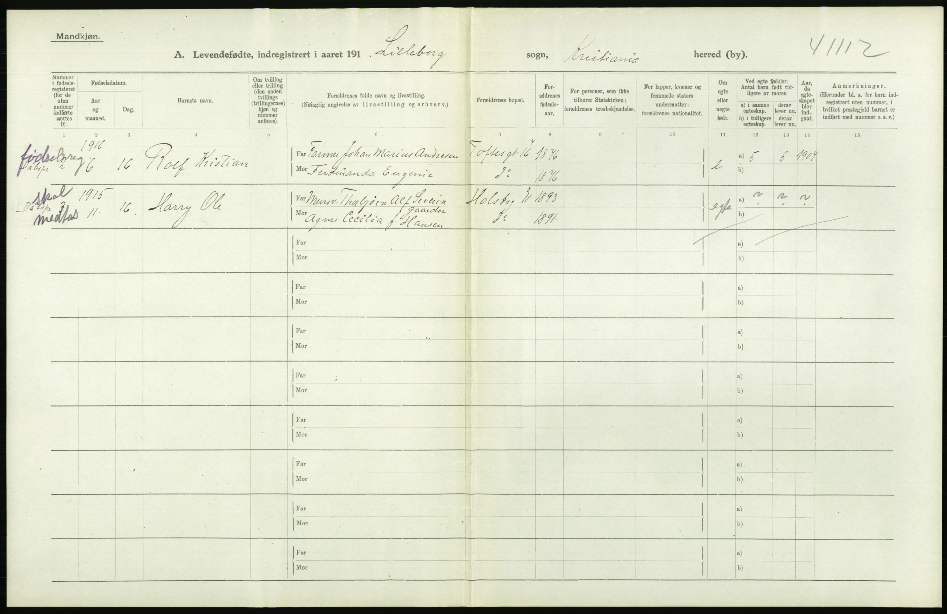 Statistisk sentralbyrå, Sosiodemografiske emner, Befolkning, AV/RA-S-2228/D/Df/Dfb/Dfbg/L0006: Kristiania: Levendefødte menn og kvinner., 1917, p. 378