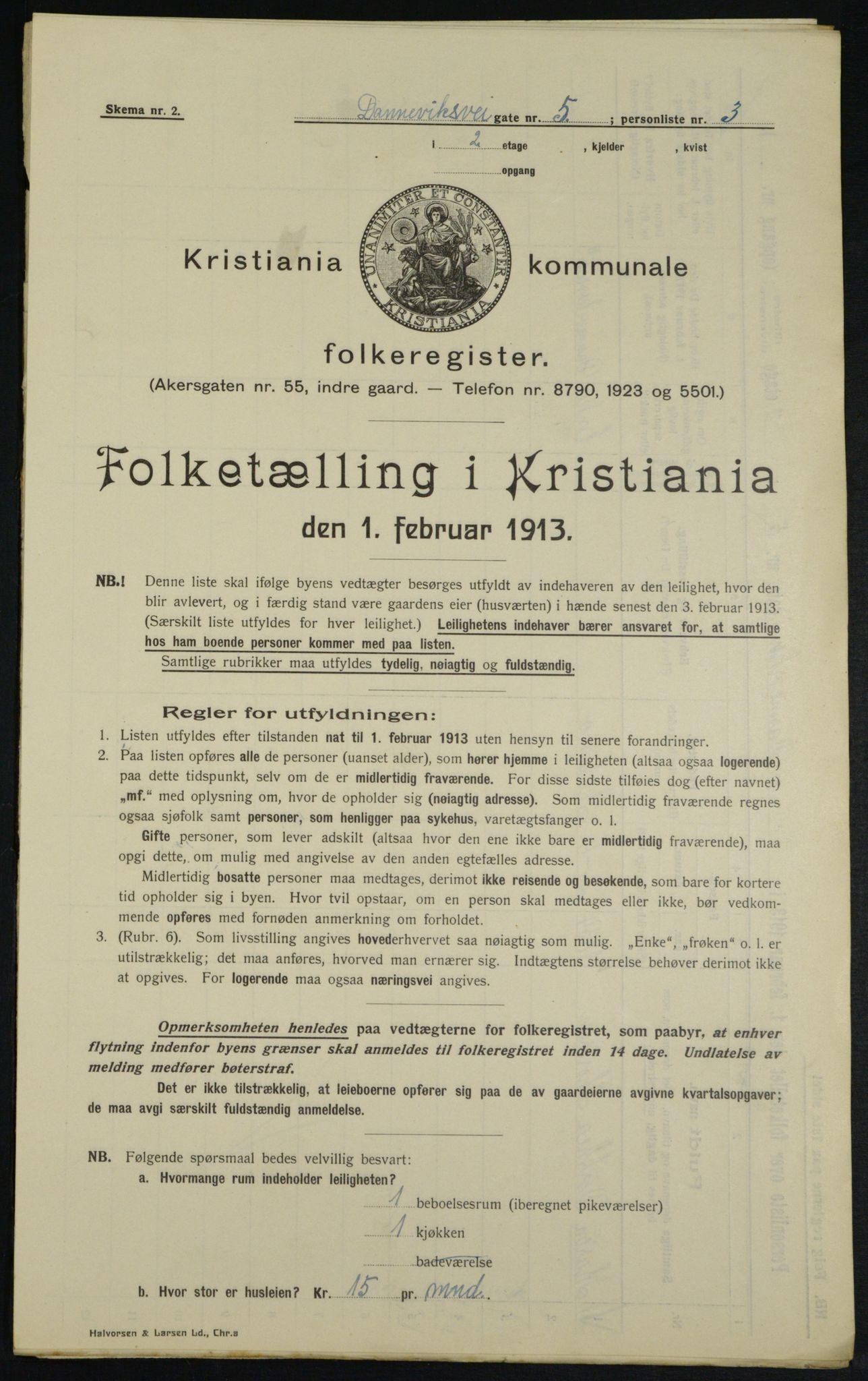 OBA, Municipal Census 1913 for Kristiania, 1913, p. 15121