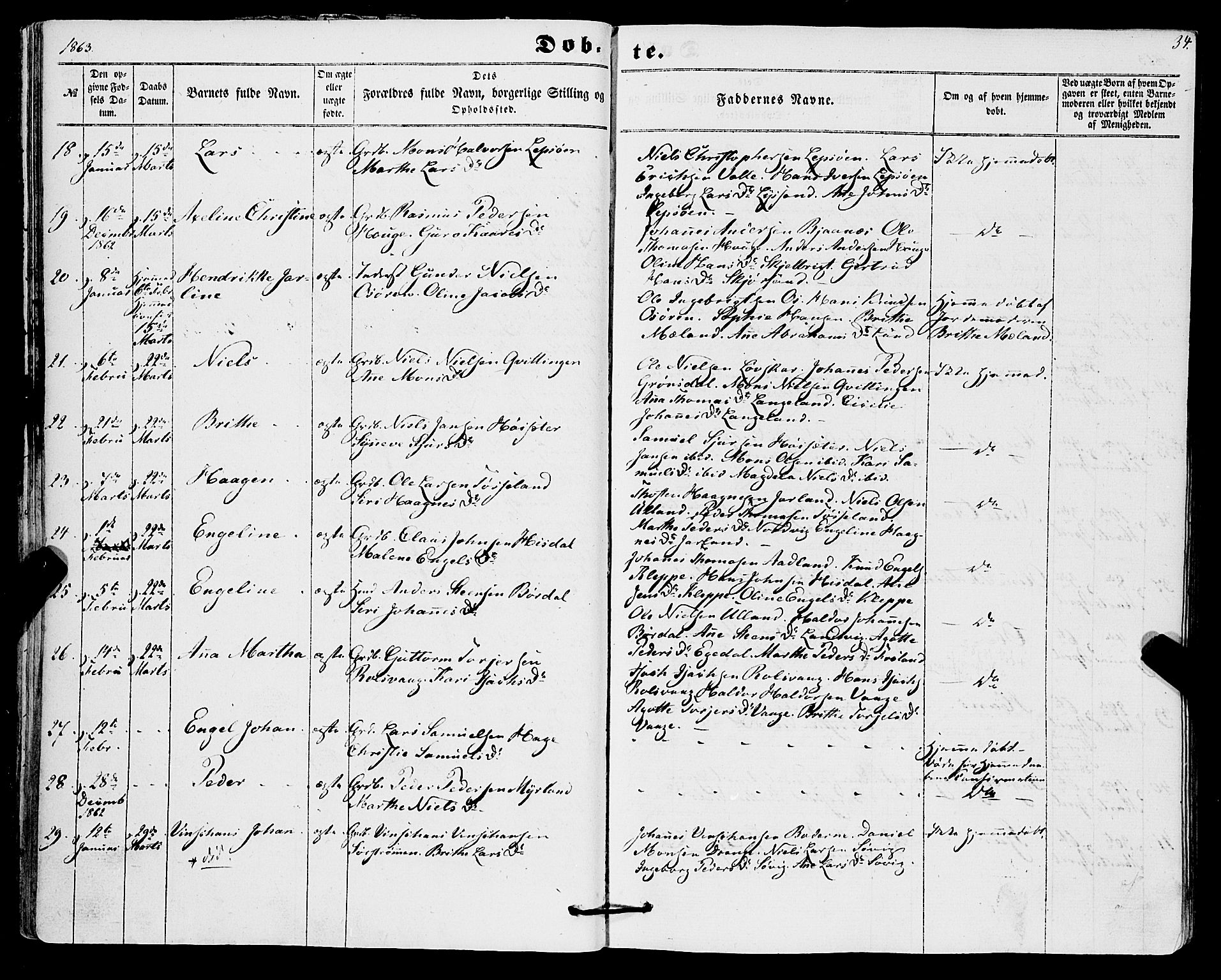 Os sokneprestembete, AV/SAB-A-99929: Parish register (official) no. A 17, 1860-1873, p. 34