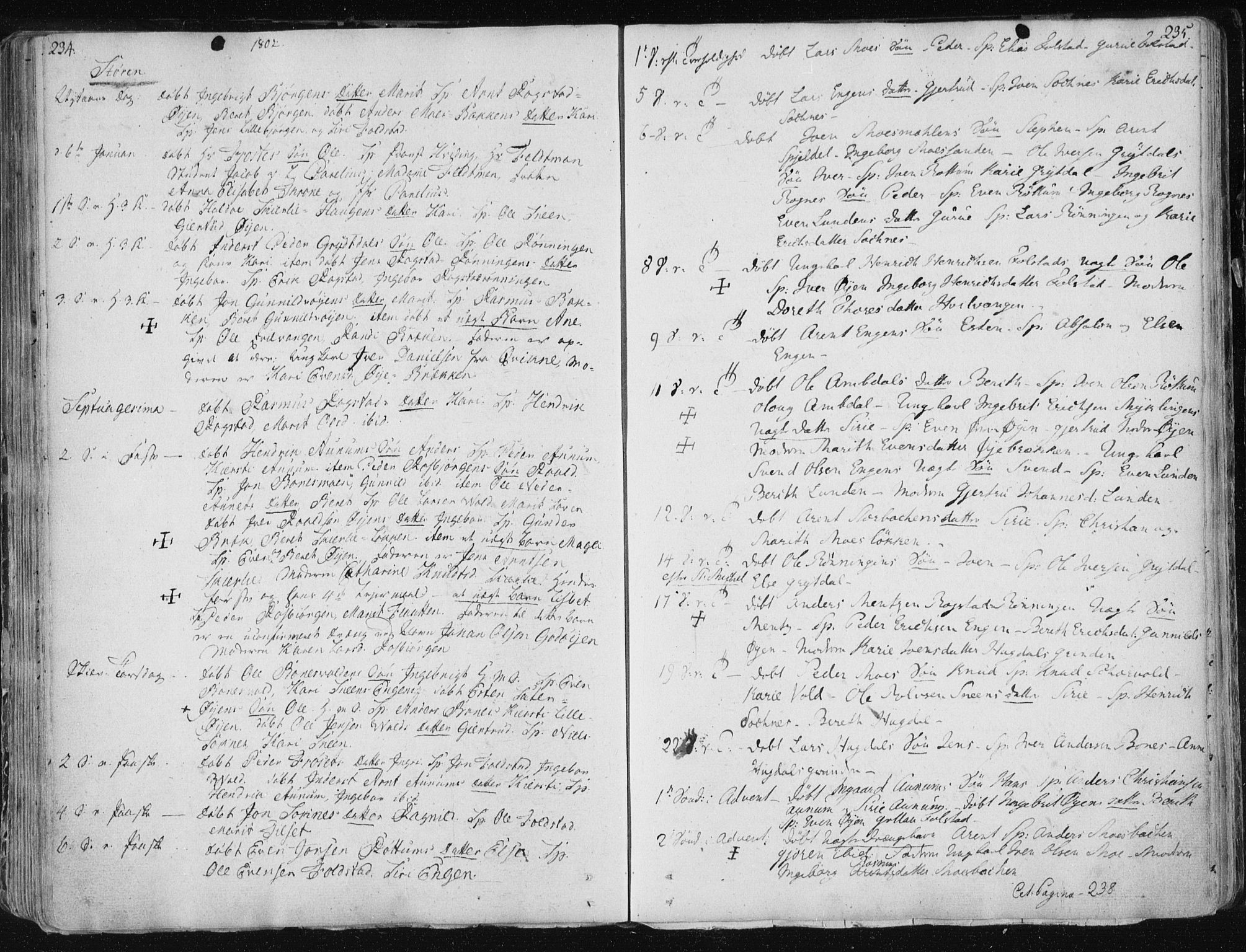 Ministerialprotokoller, klokkerbøker og fødselsregistre - Sør-Trøndelag, SAT/A-1456/687/L0992: Parish register (official) no. 687A03 /1, 1788-1815, p. 234-235