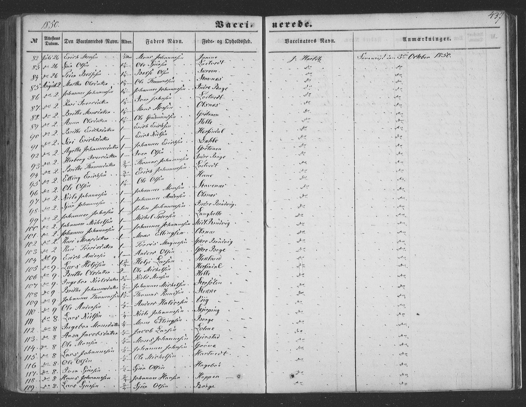 Haus sokneprestembete, AV/SAB-A-75601/H/Haa: Parish register (official) no. A 16 II, 1848-1857, p. 437