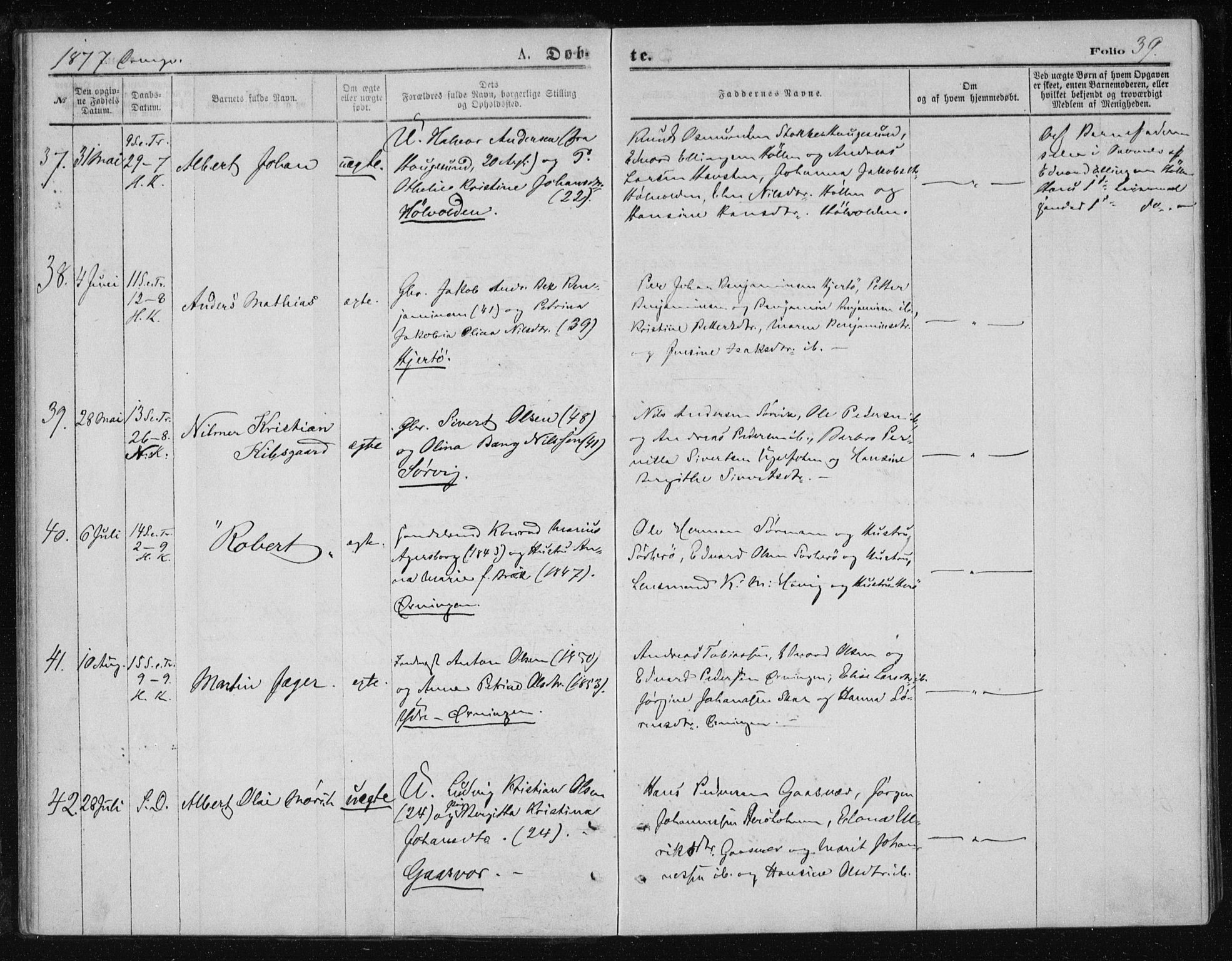 Ministerialprotokoller, klokkerbøker og fødselsregistre - Nordland, SAT/A-1459/834/L0506: Parish register (official) no. 834A04, 1872-1878, p. 39