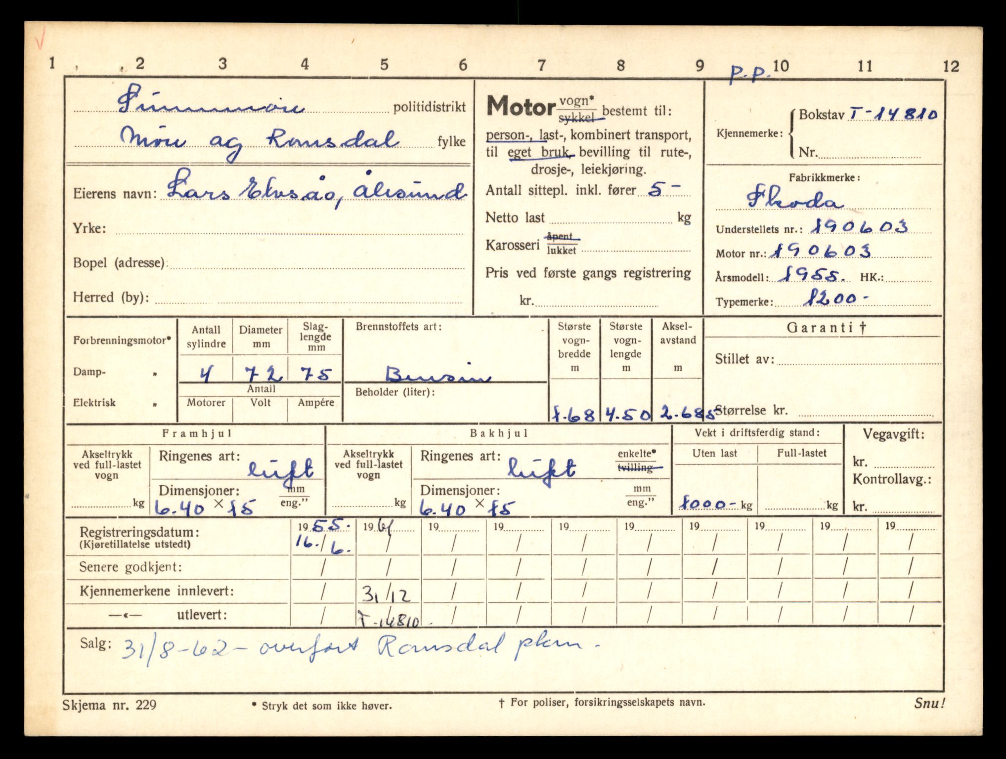 Møre og Romsdal vegkontor - Ålesund trafikkstasjon, AV/SAT-A-4099/F/Fe/L0048: Registreringskort for kjøretøy T 14721 - T 14863, 1927-1998, p. 1955