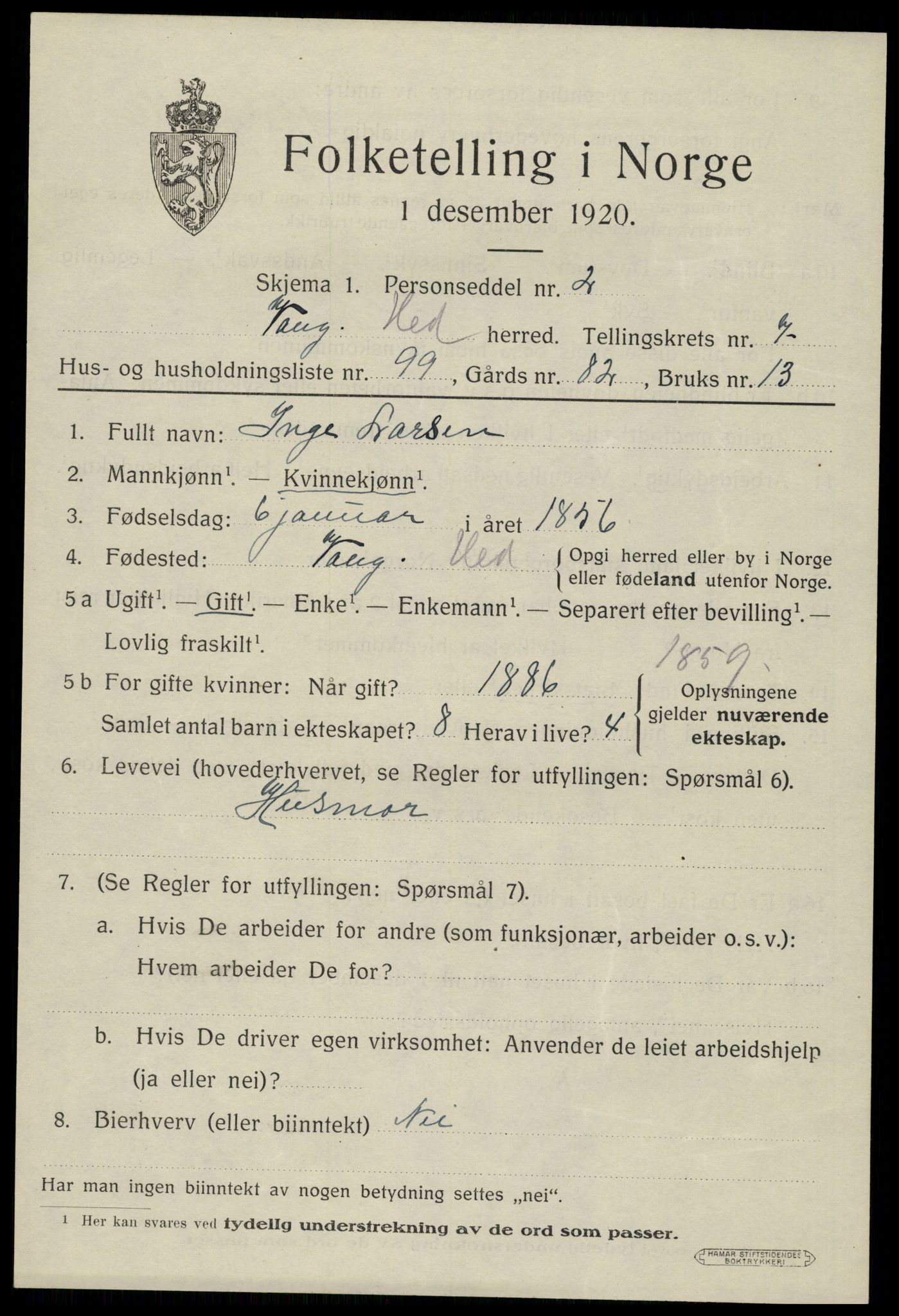 SAH, 1920 census for Vang (Hedmark), 1920, p. 17023