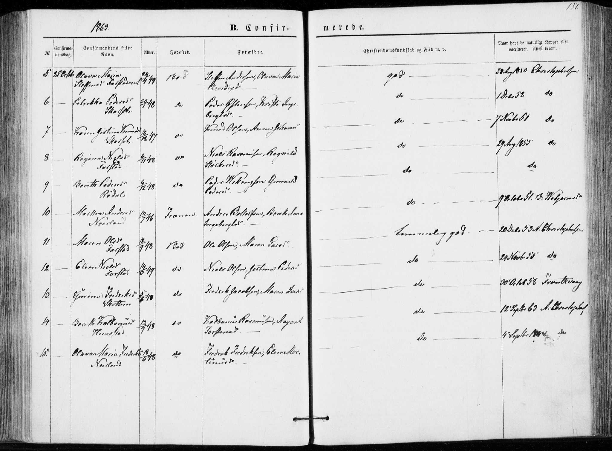 Ministerialprotokoller, klokkerbøker og fødselsregistre - Møre og Romsdal, AV/SAT-A-1454/566/L0767: Parish register (official) no. 566A06, 1852-1868, p. 137