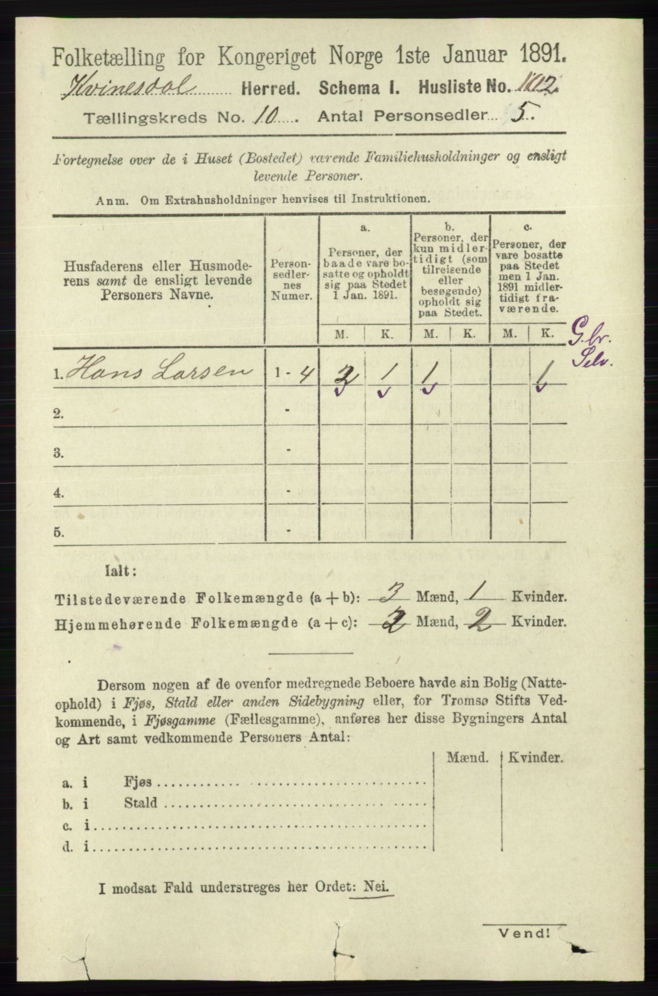 RA, 1891 census for 1037 Kvinesdal, 1891, p. 3855