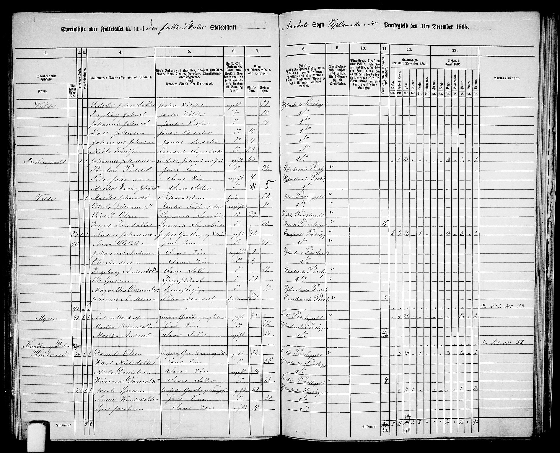 RA, 1865 census for Hjelmeland, 1865, p. 164