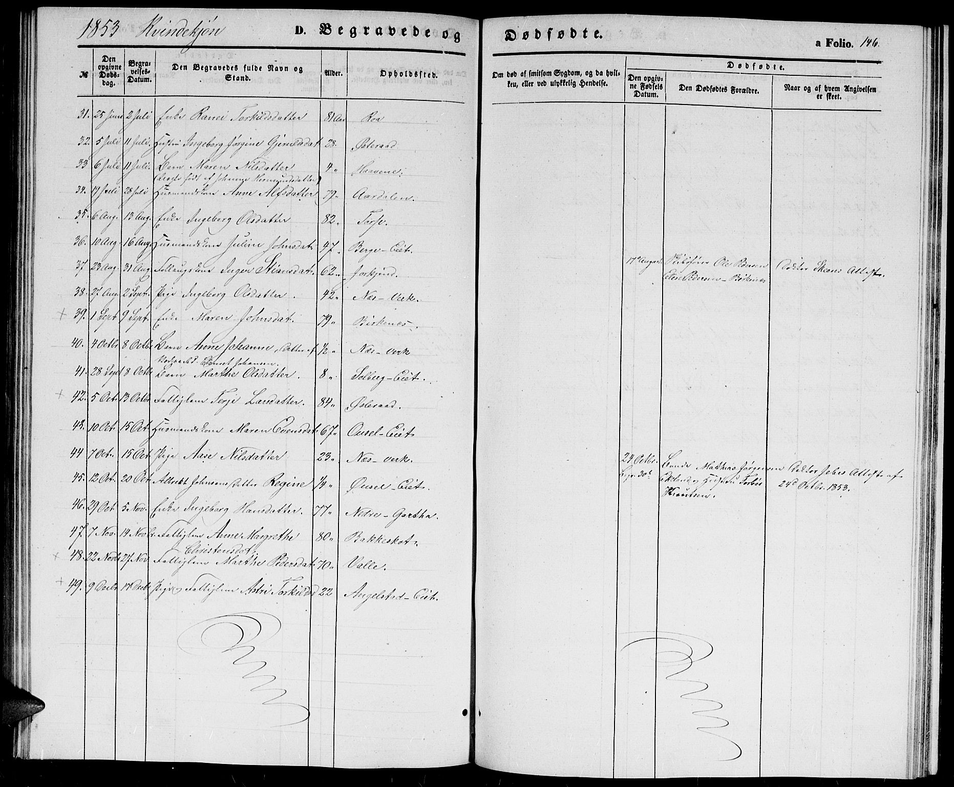 Holt sokneprestkontor, AV/SAK-1111-0021/F/Fb/L0007: Parish register (copy) no. B 7, 1849-1858, p. 146