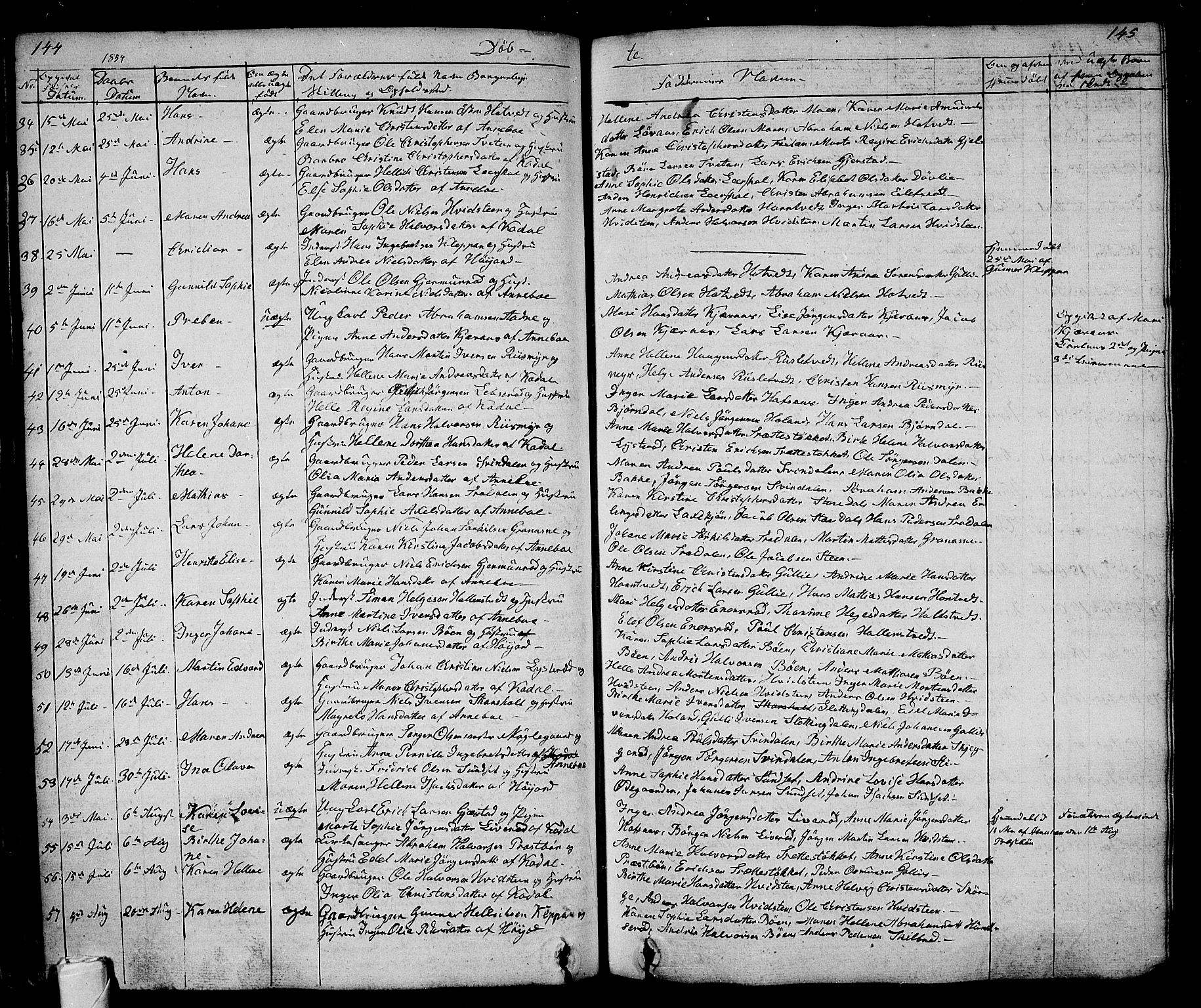Andebu kirkebøker, SAKO/A-336/G/Ga/L0003: Parish register (copy) no. I 3, 1832-1867, p. 144-145