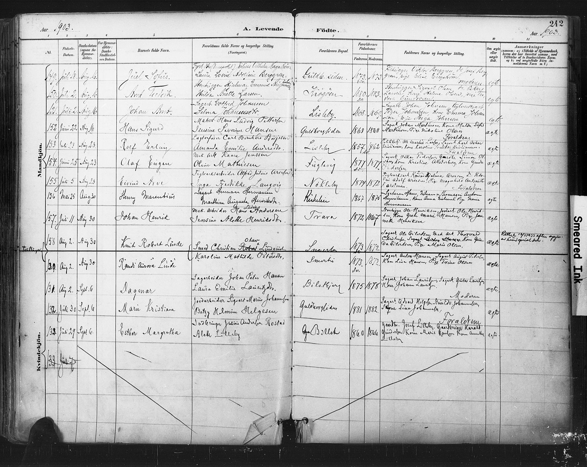Glemmen prestekontor Kirkebøker, SAO/A-10908/F/Fa/L0013: Parish register (official) no. 13, 1892-1907, p. 242