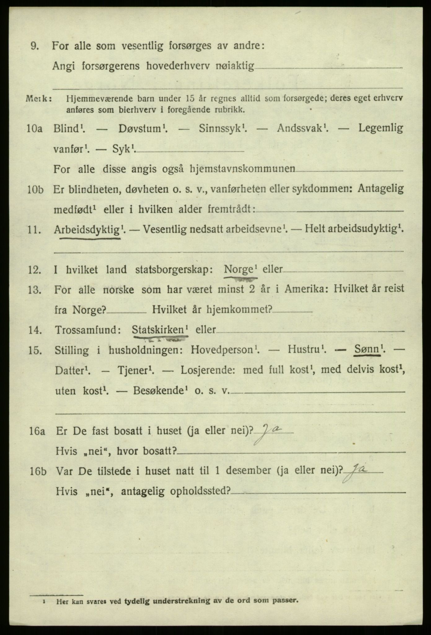 SAB, 1920 census for Jølster, 1920, p. 999