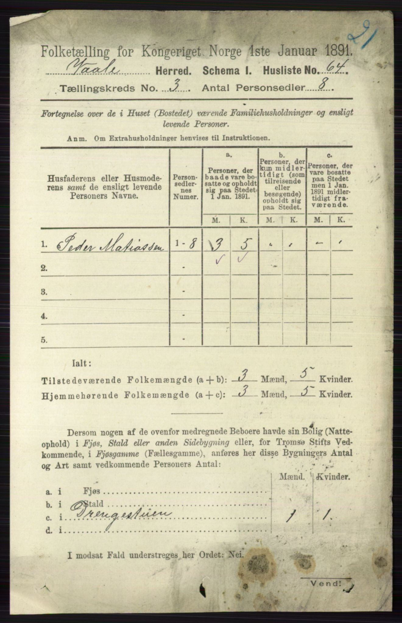 RA, 1891 census for 0716 Våle, 1891, p. 546