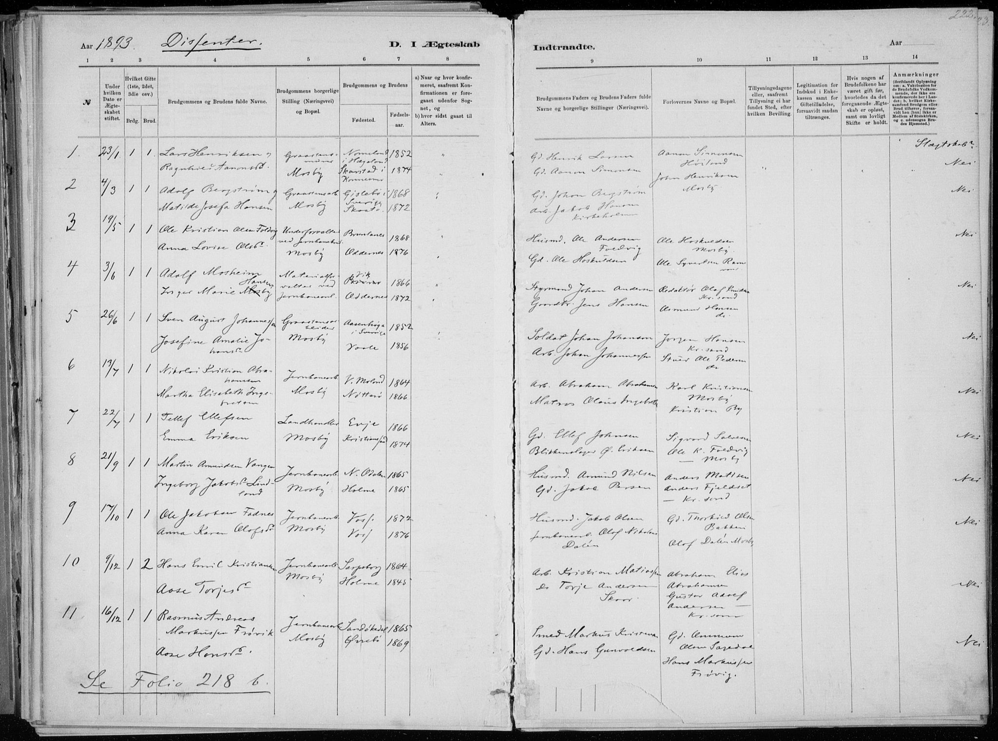 Oddernes sokneprestkontor, AV/SAK-1111-0033/F/Fa/Faa/L0009: Parish register (official) no. A 9, 1884-1896, p. 222