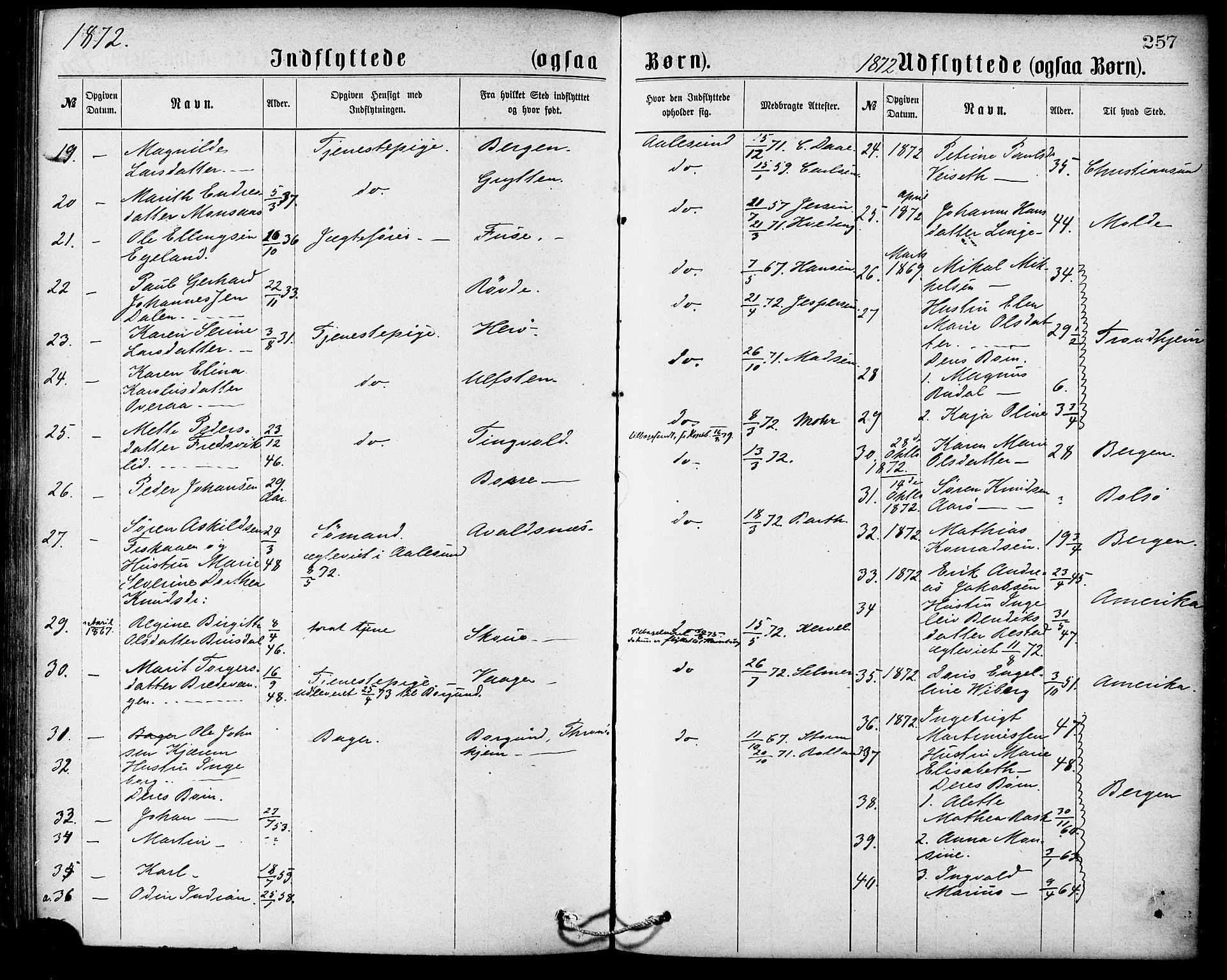 Ministerialprotokoller, klokkerbøker og fødselsregistre - Møre og Romsdal, SAT/A-1454/529/L0453: Parish register (official) no. 529A03, 1872-1877, p. 257