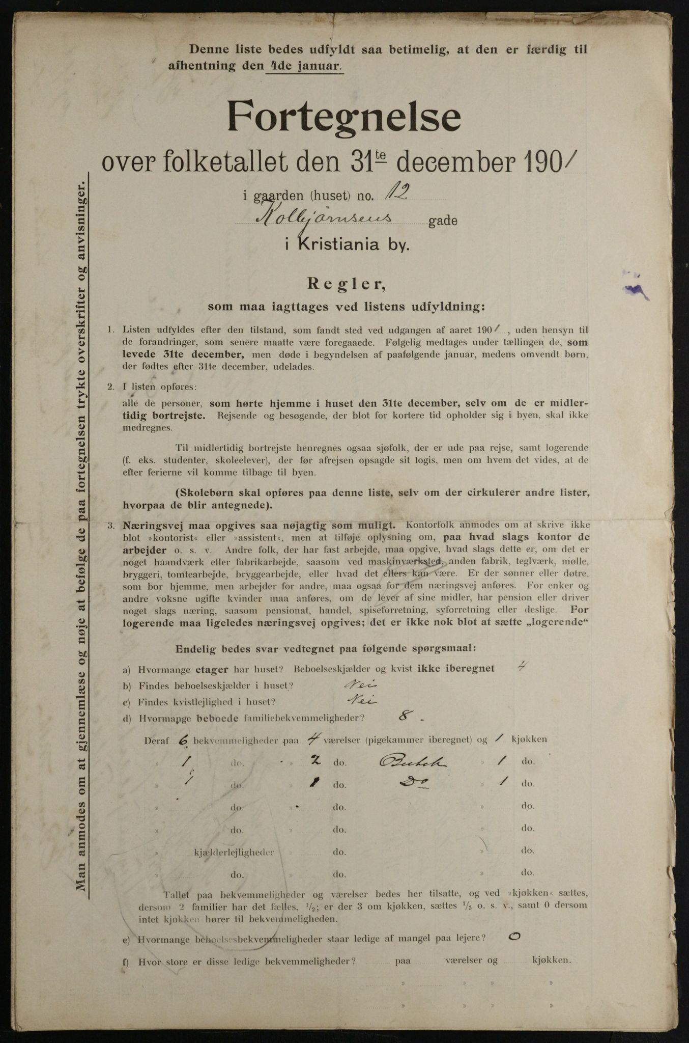 OBA, Municipal Census 1901 for Kristiania, 1901, p. 2106