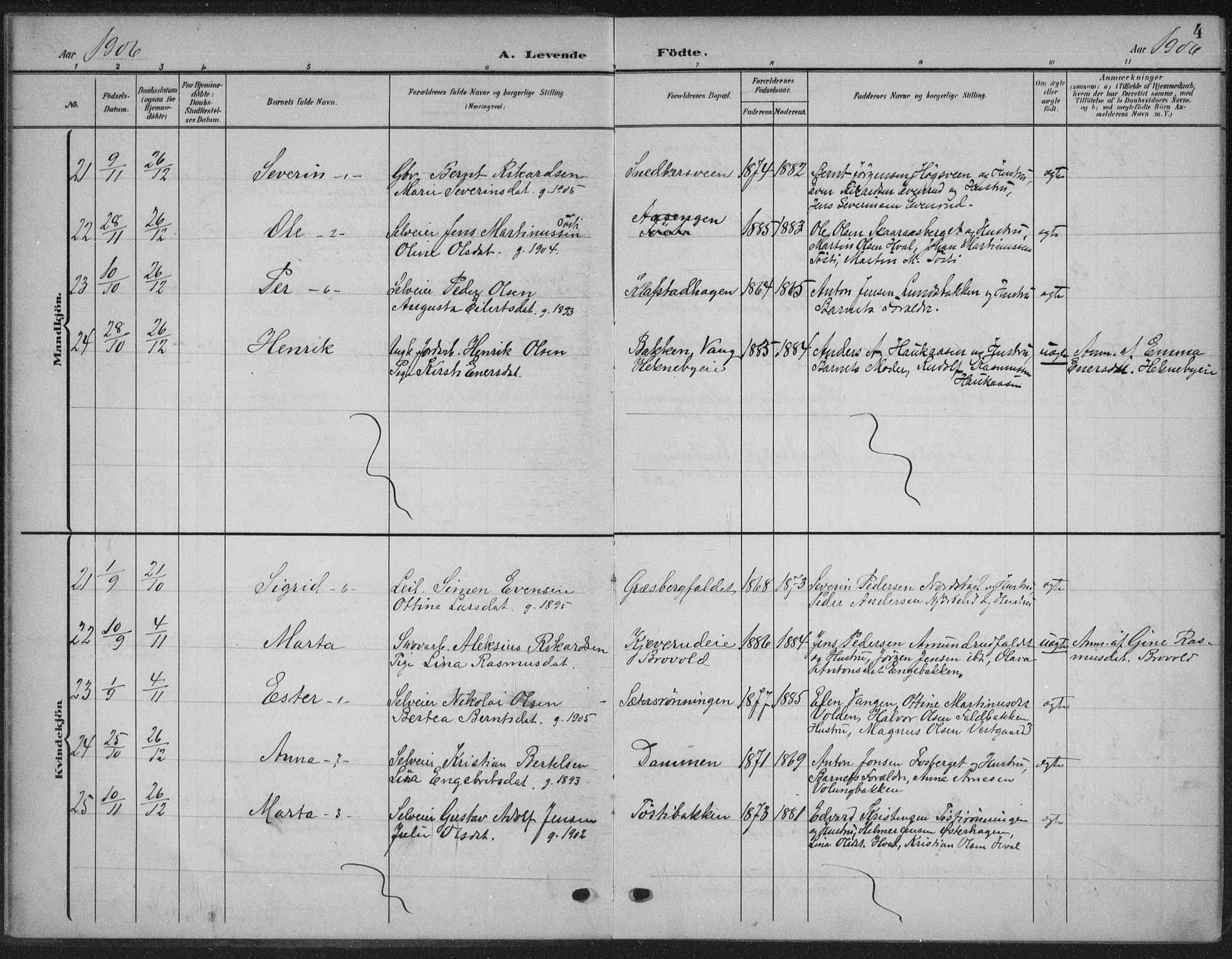 Romedal prestekontor, SAH/PREST-004/K/L0009: Parish register (official) no. 9, 1906-1929, p. 4