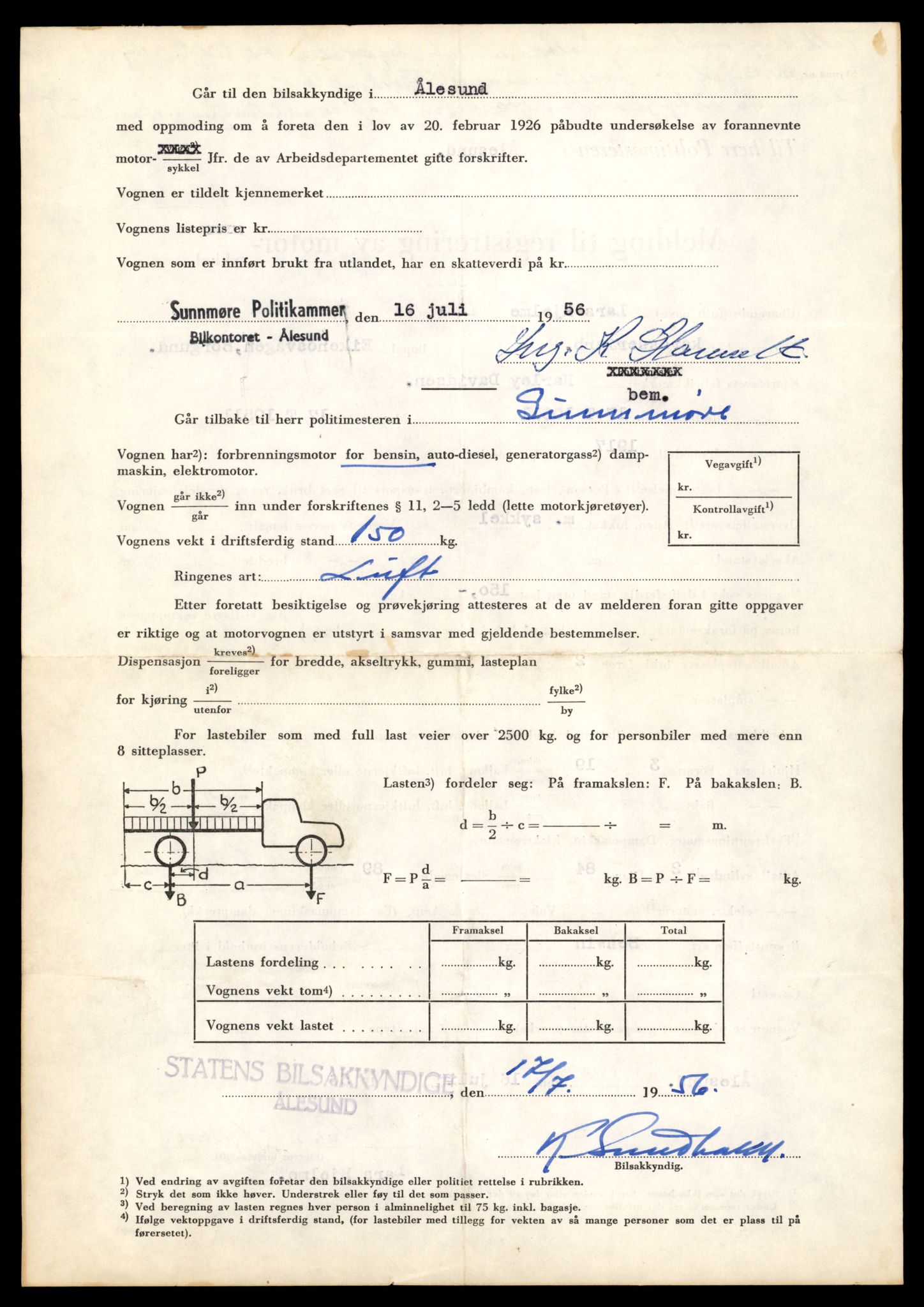 Møre og Romsdal vegkontor - Ålesund trafikkstasjon, AV/SAT-A-4099/F/Fe/L0040: Registreringskort for kjøretøy T 13531 - T 13709, 1927-1998, p. 76