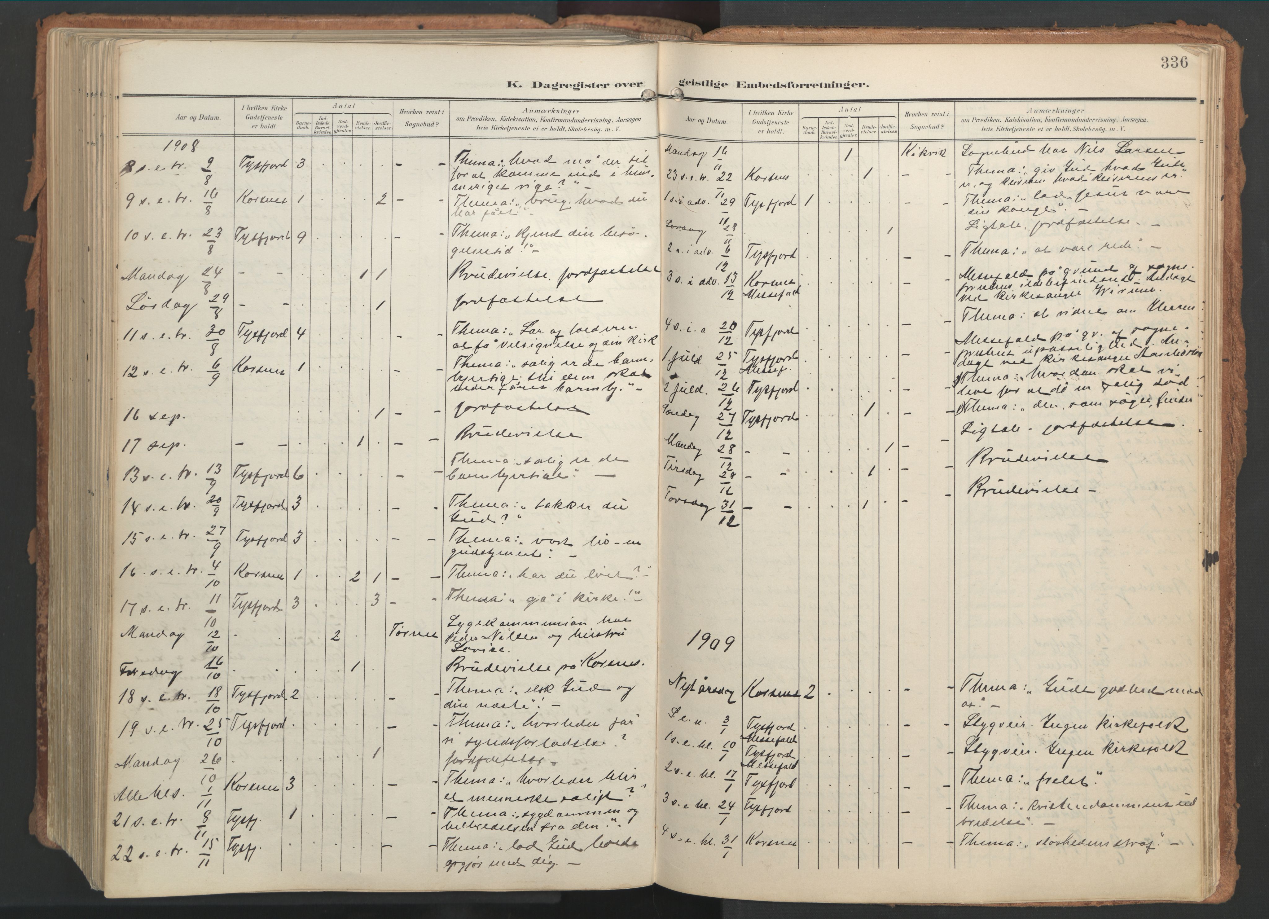 Ministerialprotokoller, klokkerbøker og fødselsregistre - Nordland, AV/SAT-A-1459/861/L0871: Parish register (official) no. 861A06, 1903-1916, p. 336