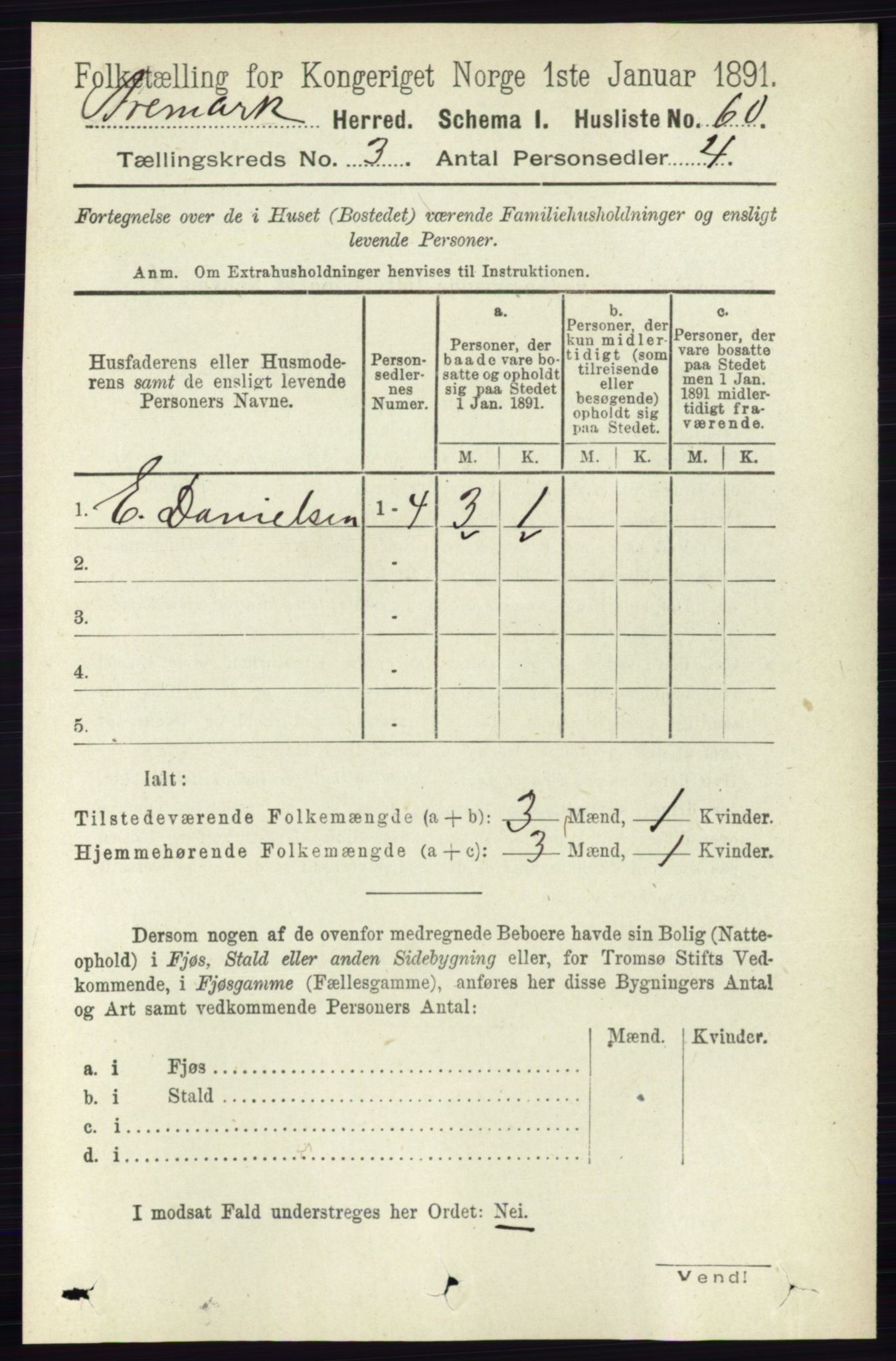 RA, 1891 census for 0118 Aremark, 1891, p. 1399