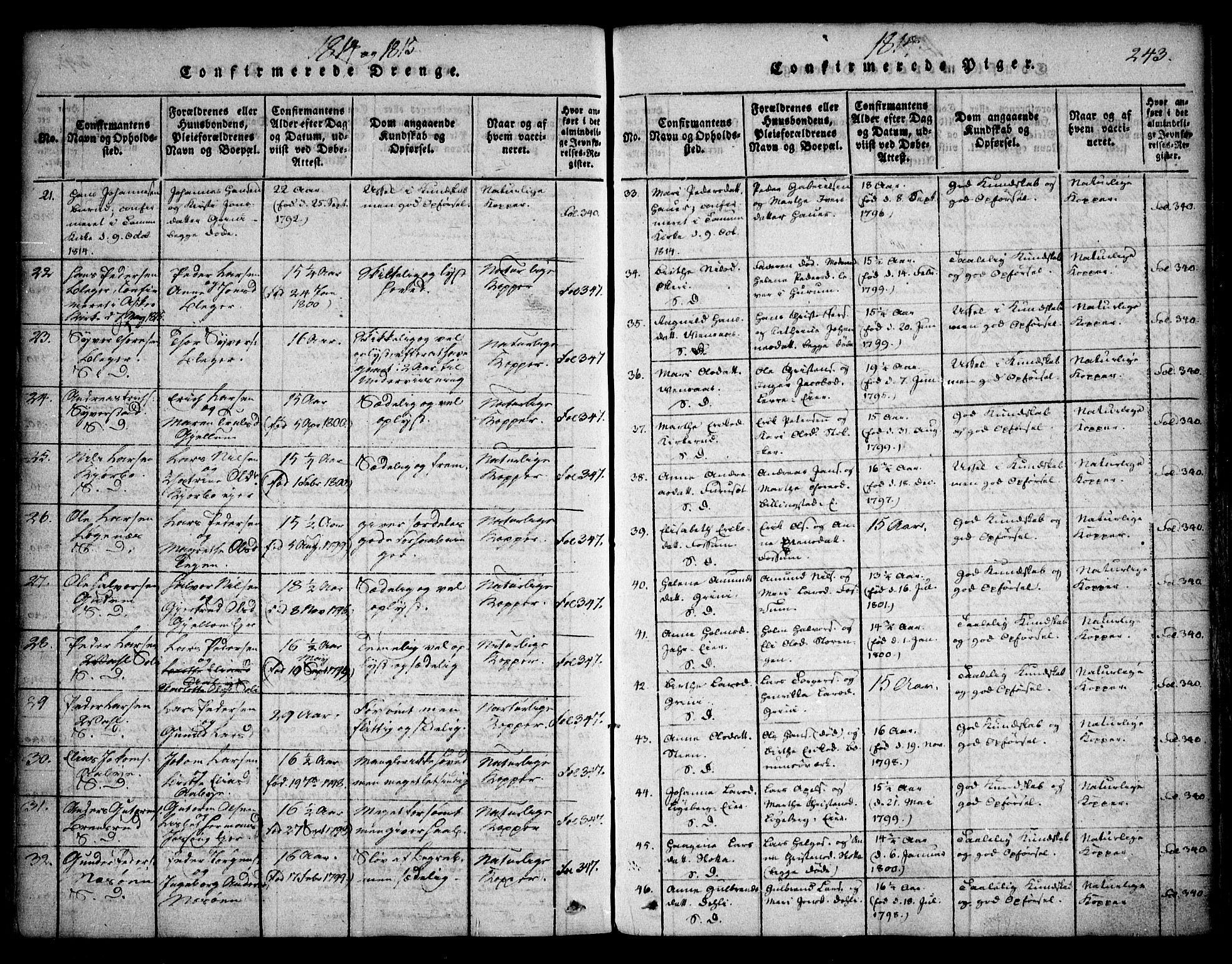 Asker prestekontor Kirkebøker, SAO/A-10256a/F/Fa/L0006: Parish register (official) no. I 6, 1814-1824, p. 243