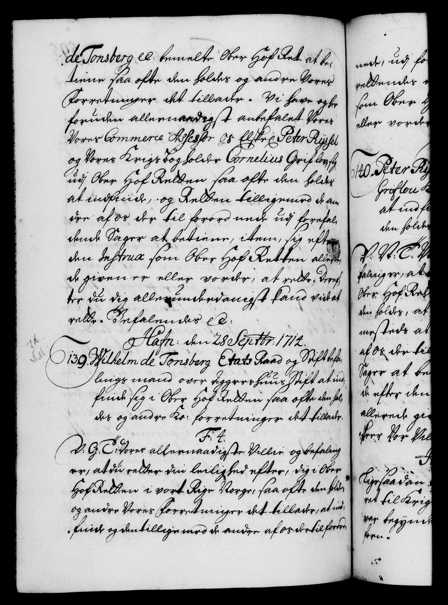 Danske Kanselli 1572-1799, AV/RA-EA-3023/F/Fc/Fca/Fcab/L0019: Norske tegnelser, 1710-1714, p. 595b