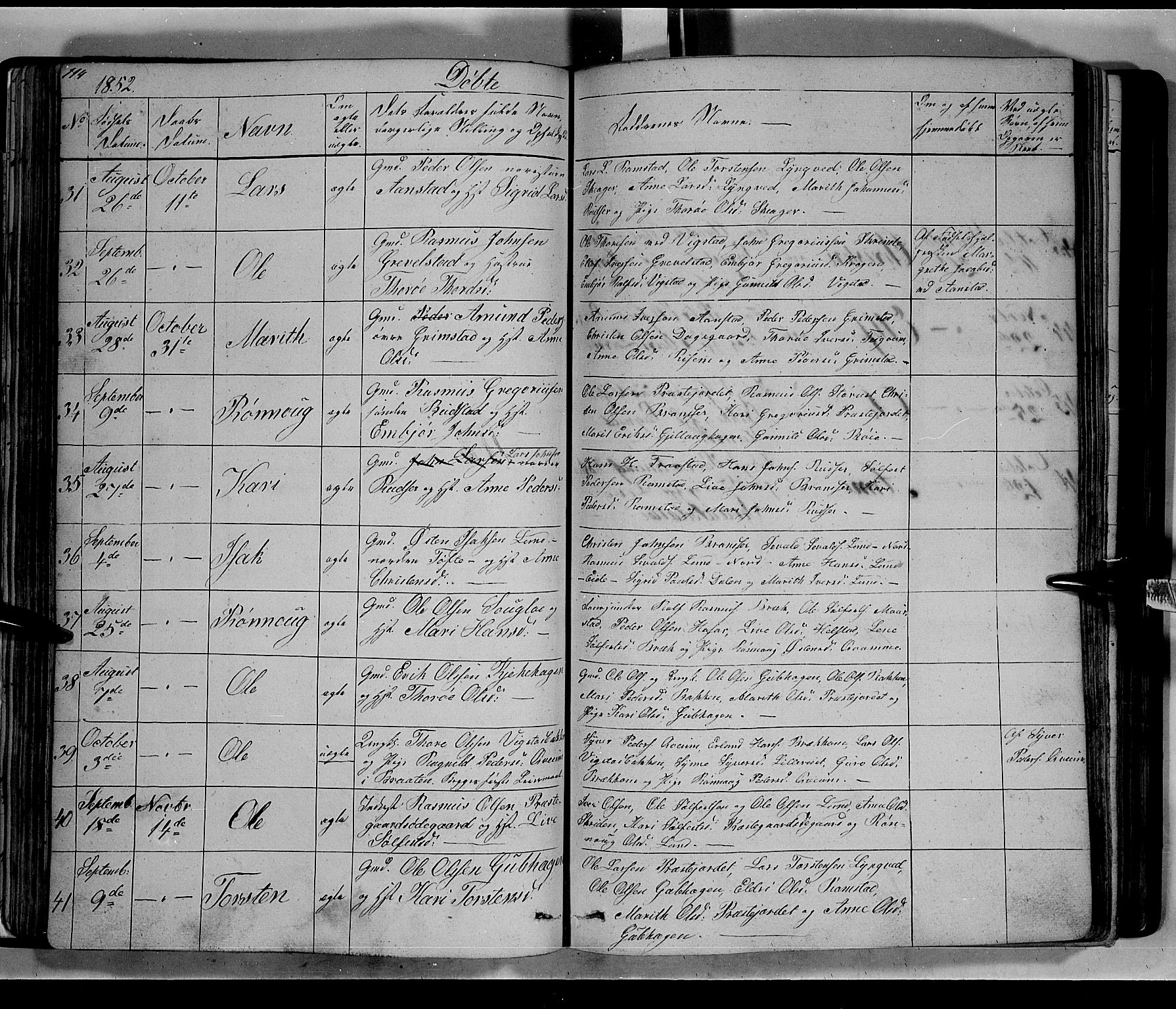 Lom prestekontor, SAH/PREST-070/L/L0004: Parish register (copy) no. 4, 1845-1864, p. 114-115