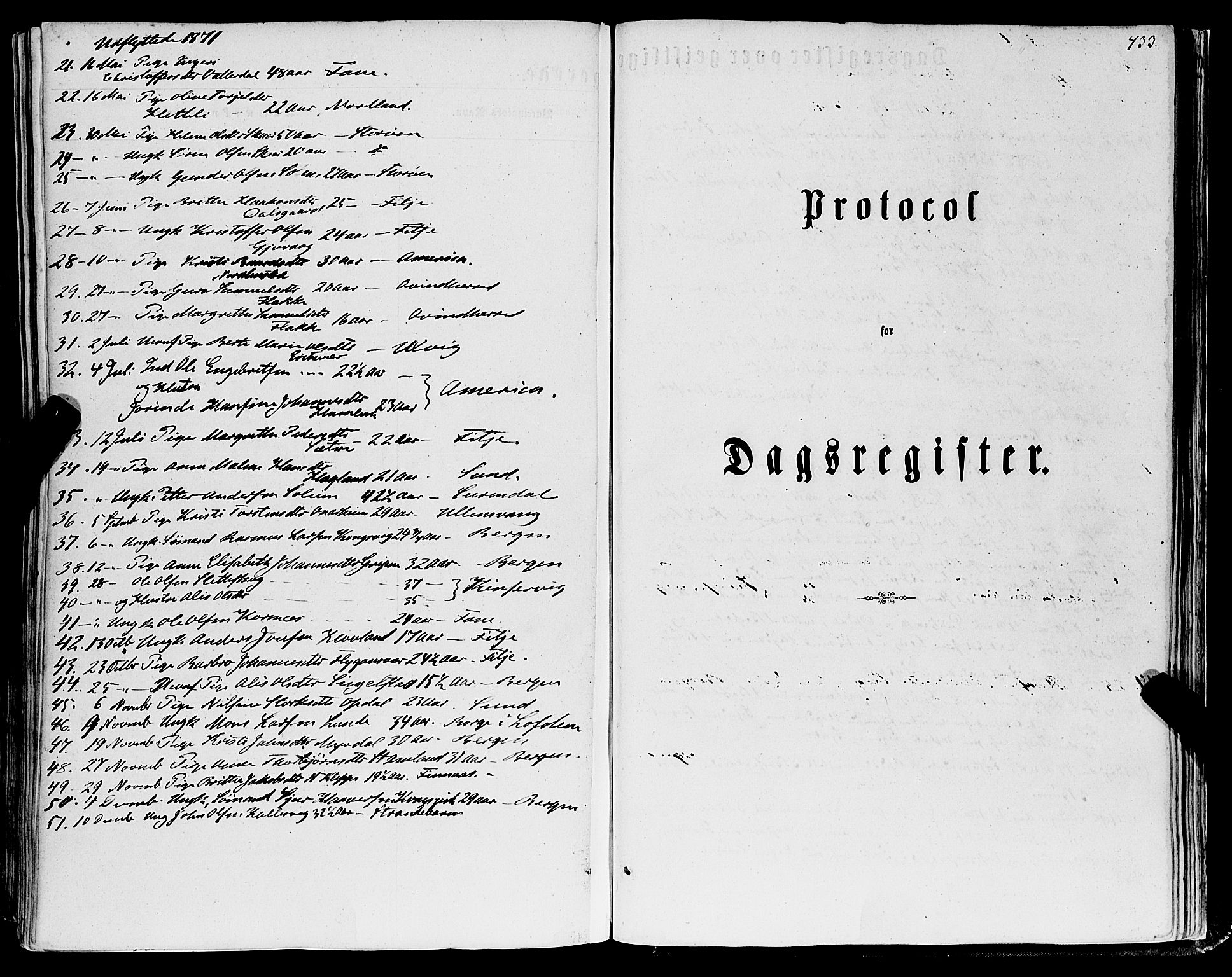 Tysnes sokneprestembete, SAB/A-78601/H/Haa: Parish register (official) no. A 11, 1860-1871, p. 433