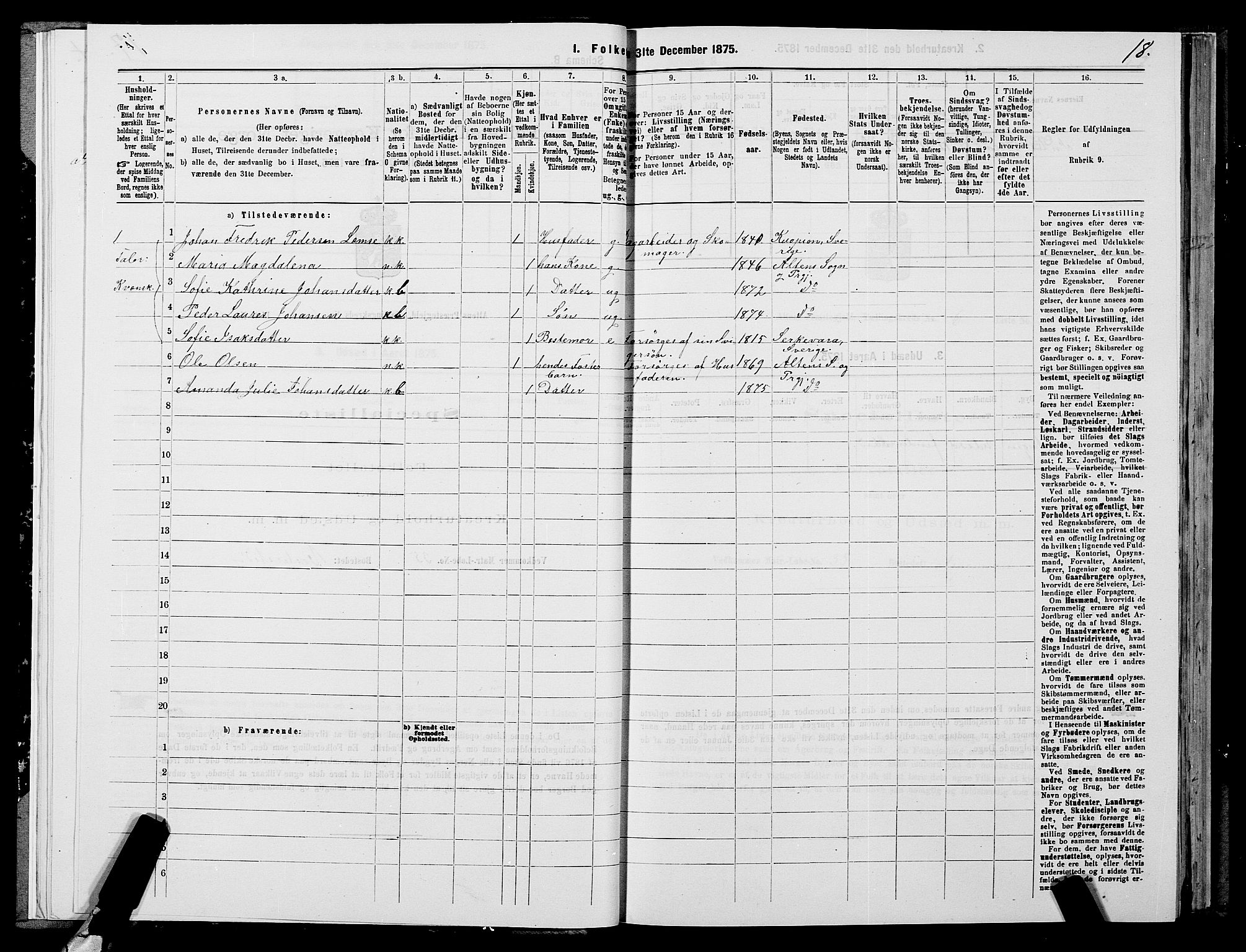 SATØ, 1875 census for 2012P Alta, 1875, p. 3018