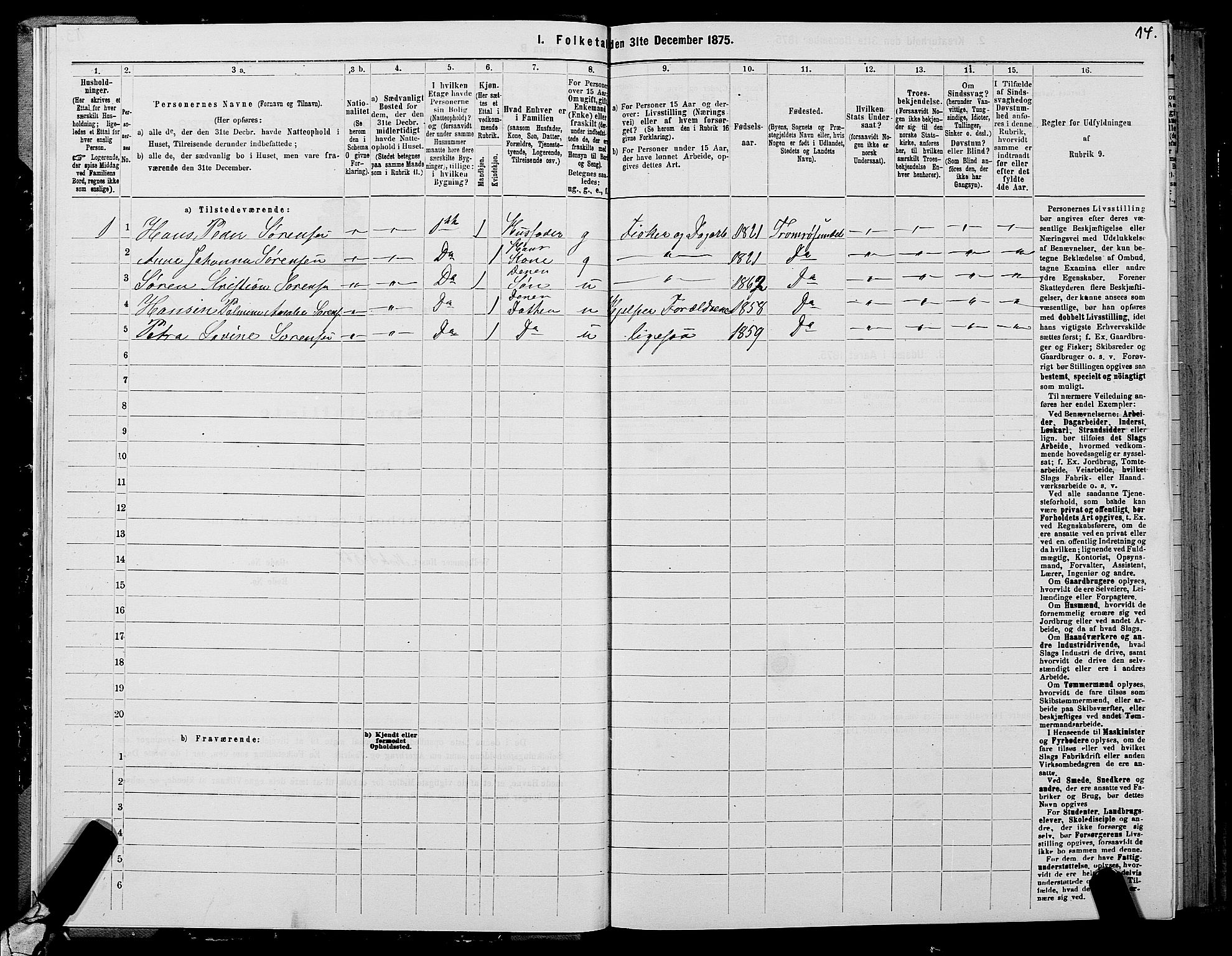 SATØ, 1875 census for 1902P Tromsø, 1875, p. 1014