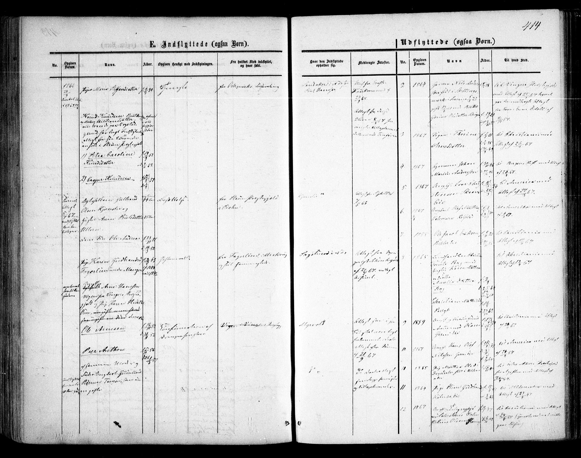 Nes prestekontor Kirkebøker, AV/SAO-A-10410/F/Fa/L0008: Parish register (official) no. I 8, 1859-1874, p. 414